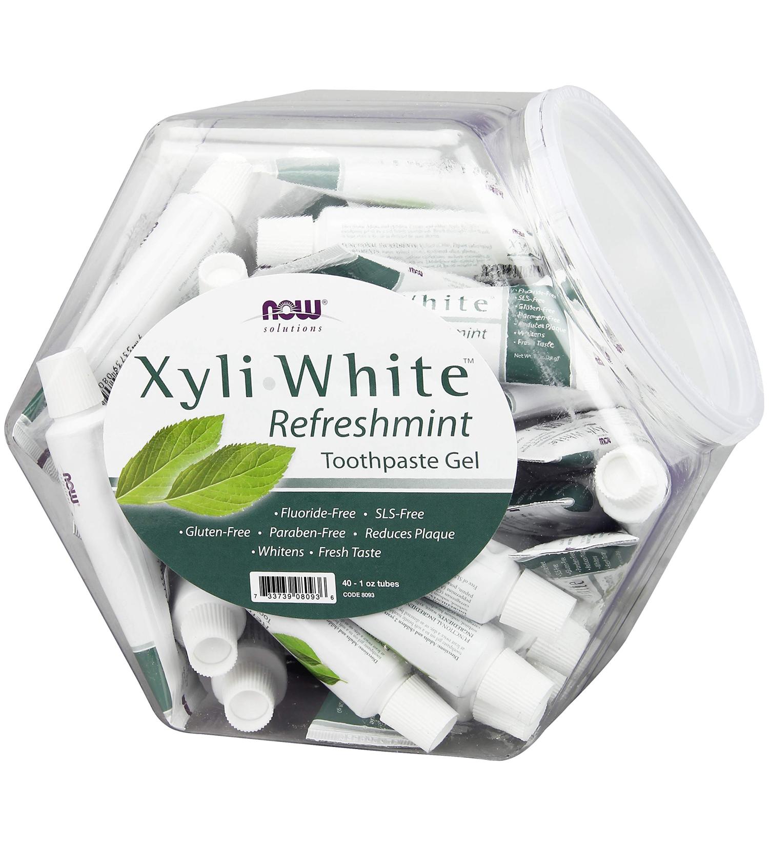 NOW Foods Solutions Xyliwhite Toothpaste Gel Refreshmint Cleanses and Whitens Fresh Taste 40 Units 1-Ounce Tubes