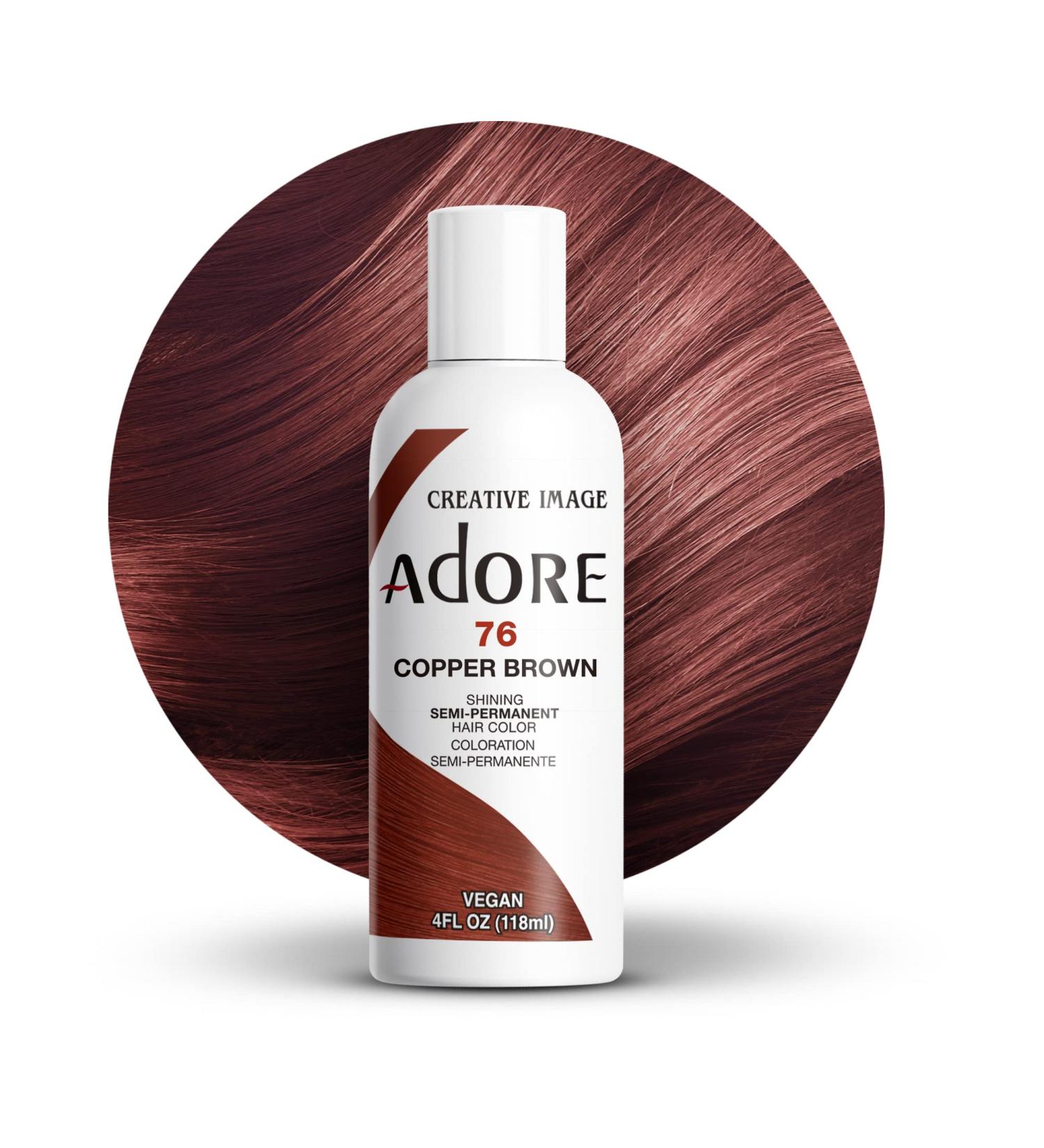 Adore 076 Copper Brown Semi Permanent Hair Color - Vegan & Cruelty-Free Dye - 4 Fl Oz - Buy Online on GoSupps.com