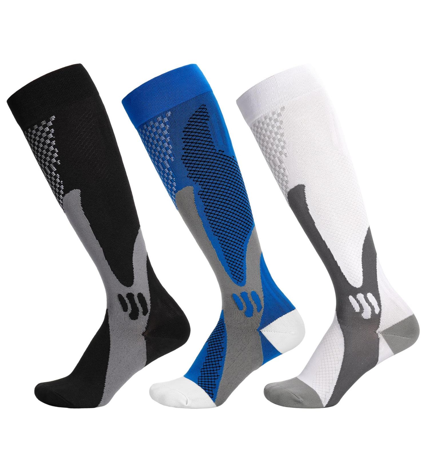 Zuimei Compression Stockings - 3 Pairs of 20-30mmHG Knee-High Flight Socks for Varicose Veins Running & Air Travel - Buy Online on GoSupps.com