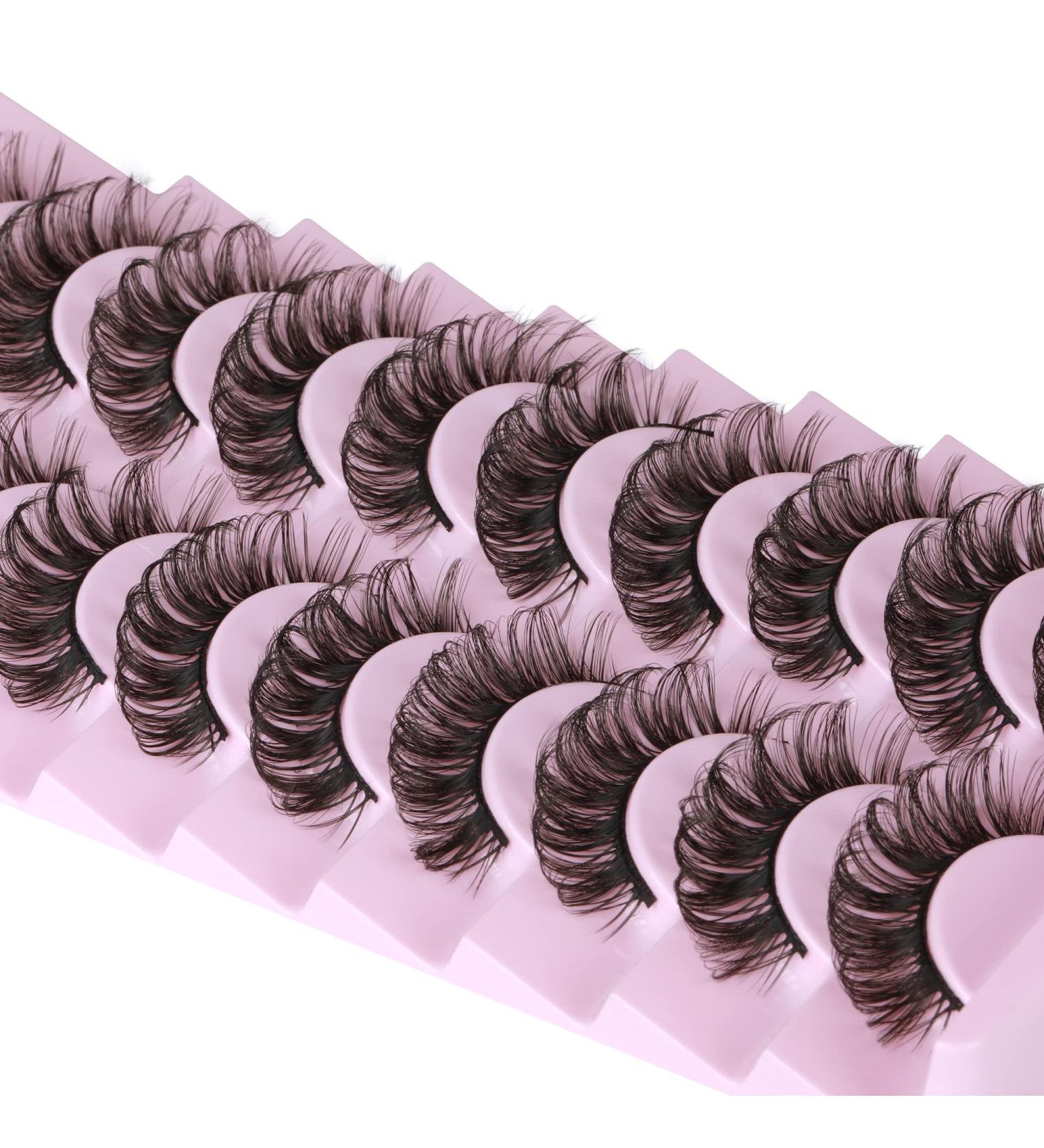 Wiwoseo 10 Pairs Natural Faux Mink Wispy Strip Lashes - 3D Fluffy Volume Eyelashes - Buy Online on GoSupps.com