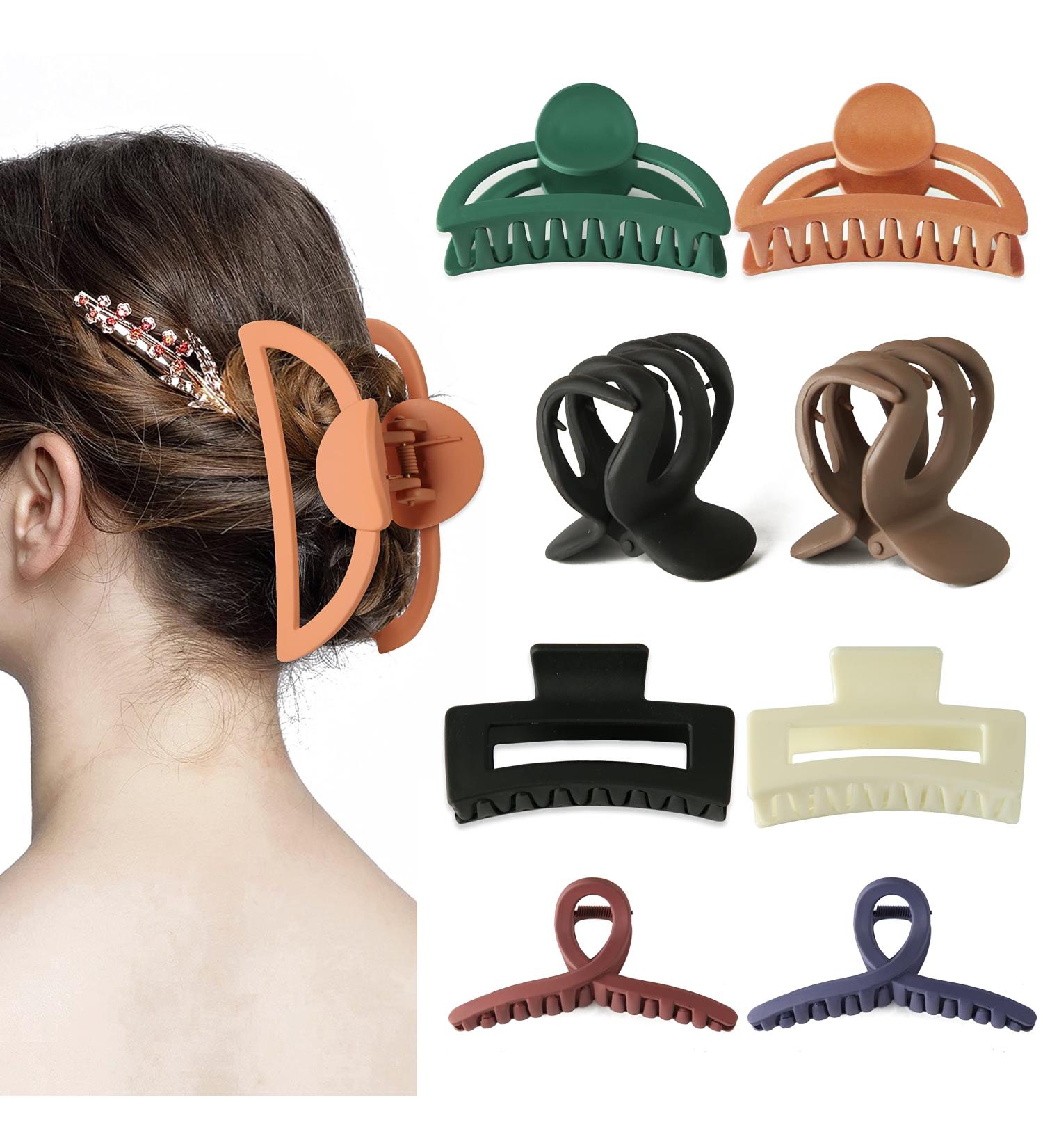 8-Piece Medium Large Claw Clip Set for Big and Thick Hair - Matte Square Hair Clips for Girls and Ladies - Buy Online on GoSupps.com