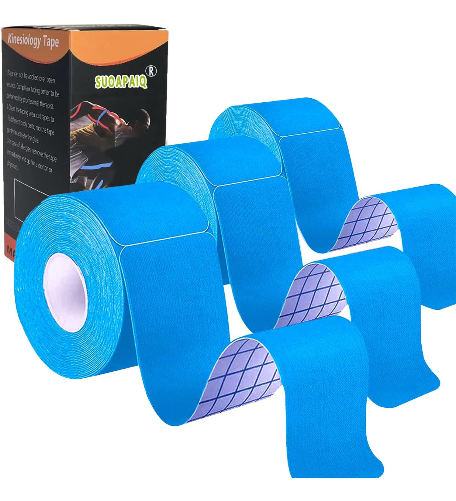 SUOAPAIQ Kinesiology Tape Precut (3 Rolls 60 Precut Strips) Waterproof Sports & Athletic tape for Athletes - Physio Elastic Sports Tape (Blue) - Buy Online on GoSupps.com