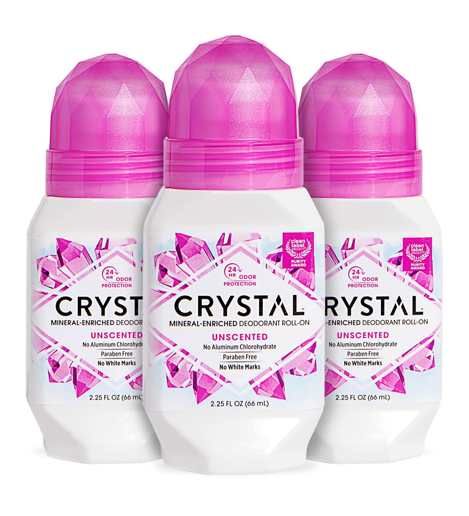 Crystal Deodorant 3 Pack - Mineral Roll-On Vegan Deodorant, Unscented 2.25 fl. oz - Buy Online on GoSupps.com