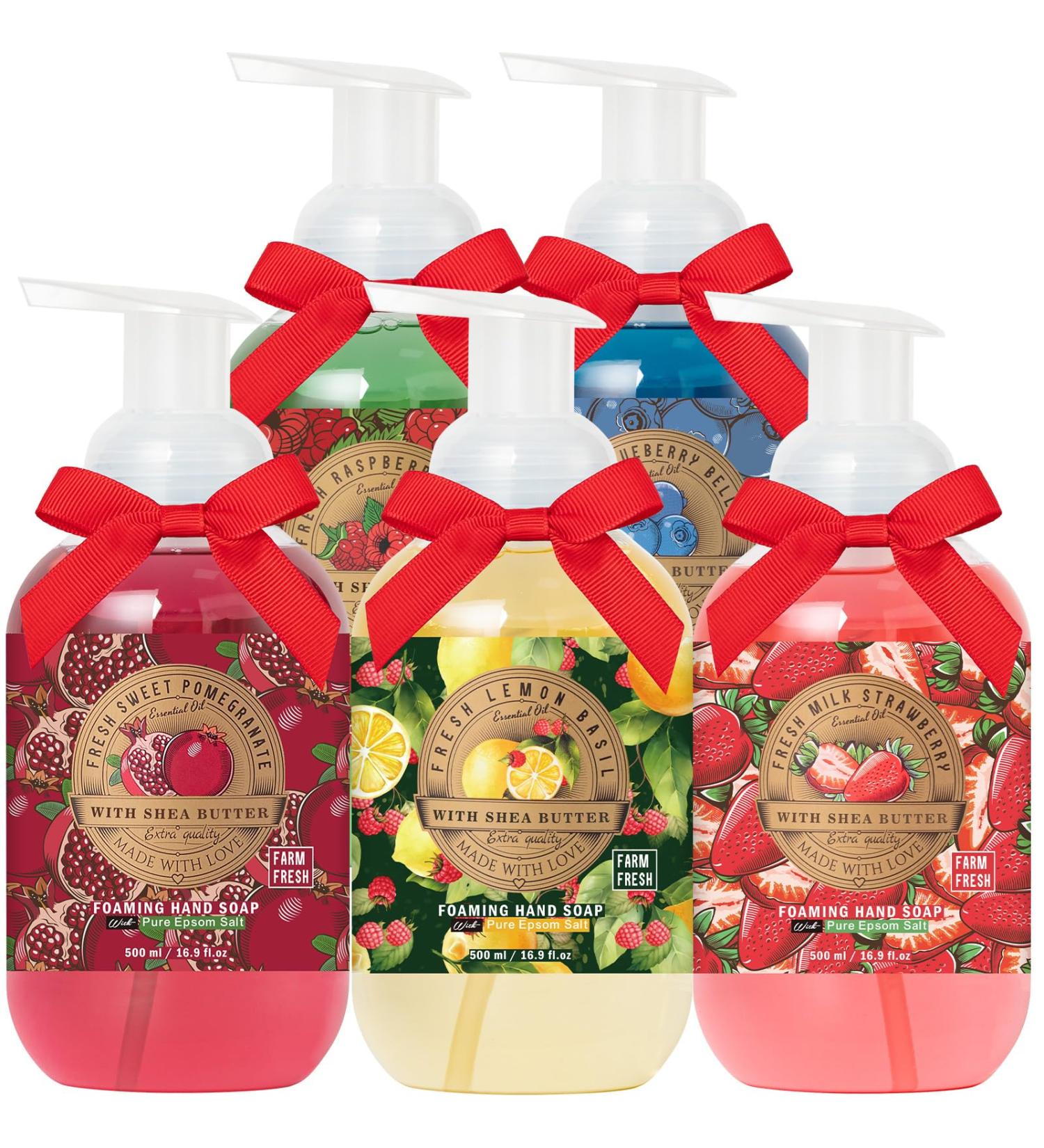 Foaming Hand Soap Gift Set for Women - 5 Pack 16.9 fl.oz (500mL) Fresh Fruit Scented Assorted Luxury Hand Wash with Includes Gift Card & Premium Box Kitchen Bathroom Home Essentials - Buy Online on GoSupps.com