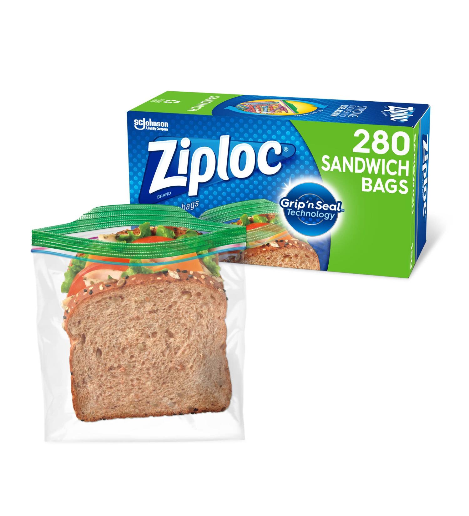 Ziploc Sandwich and Snack Bags for On the Go Freshness  Grip 'n Seal Technology for Easier Grip  Open  and Close  280 Count - Buy Online on GoSupps.com