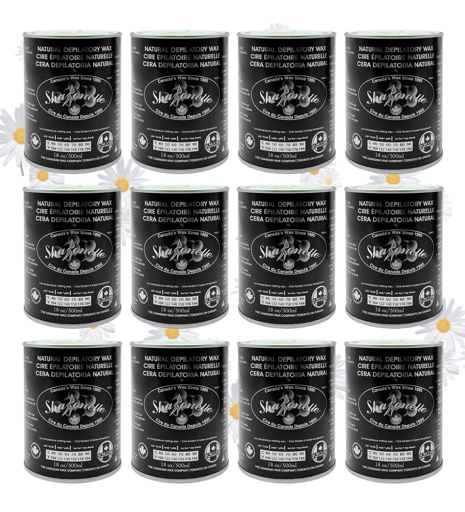 Sharonelle Soft Wax All Purpose Hair Removal Natural Depilatory Canned Wax for Sensitive Skin Canada-Made Melting Wax in Black color Canned Package (12PC Azulene) 500 ml (Pack of 12) Azulene - Buy Online on GoSupps.com