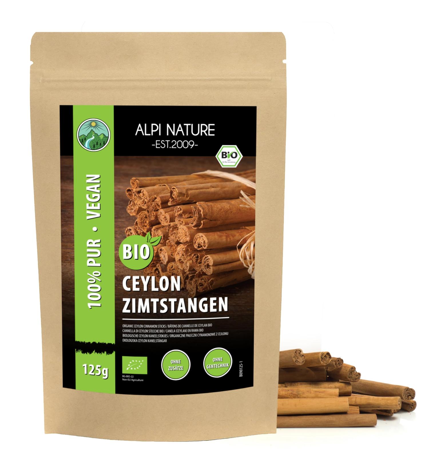 Organic Ceylon Cinnamon Sticks (125g) Whole Cinnamon from Certified Organic Farming Gluten Free Lac Free - Buy Online on GoSupps.com