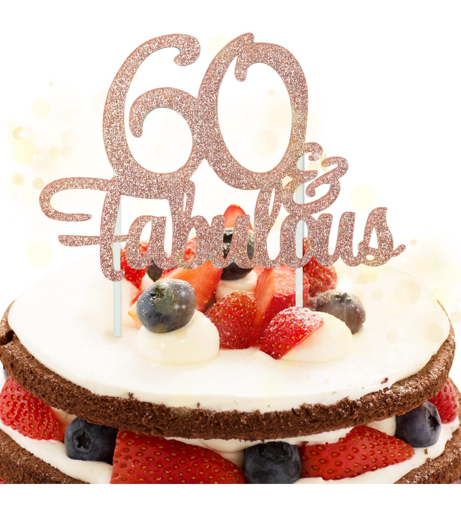 1 PCS 60 & Fabulous Cake Topper Rose Gold Glitter Cheers to Happy 60th Birthday Cake Toppers Sixty and Fabulous Cake Pick Decorations for 60th Wedding Anniversary Birthday Party Supplies - Buy Online on GoSupps.com