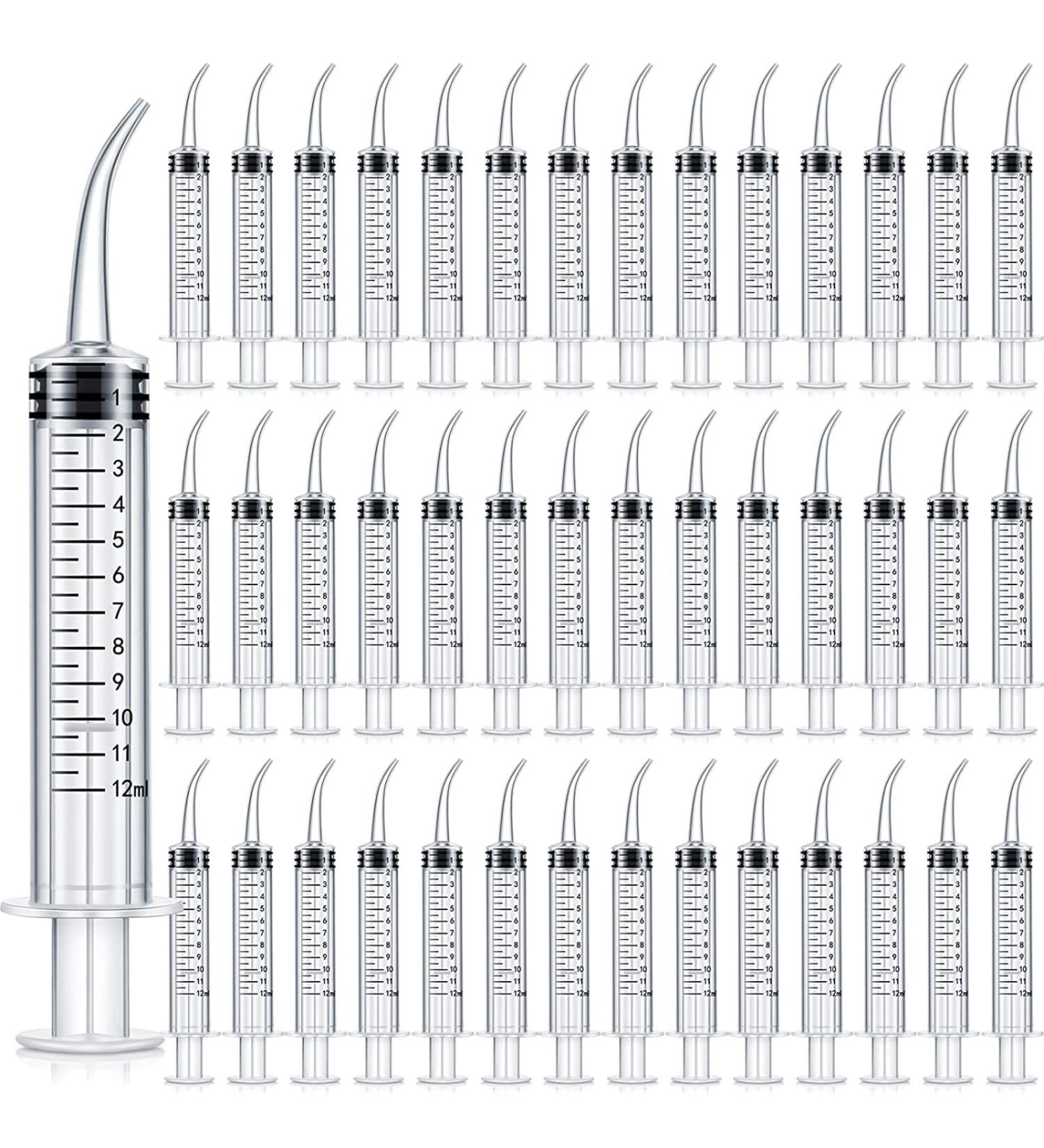100 Pack & 200 Pack Dental Syringes with Curved Tip - 12ml Disposable Injection for Tonsil Stones & Mouthwash Cleaner | International Shipping Available - Buy Online on GoSupps.com