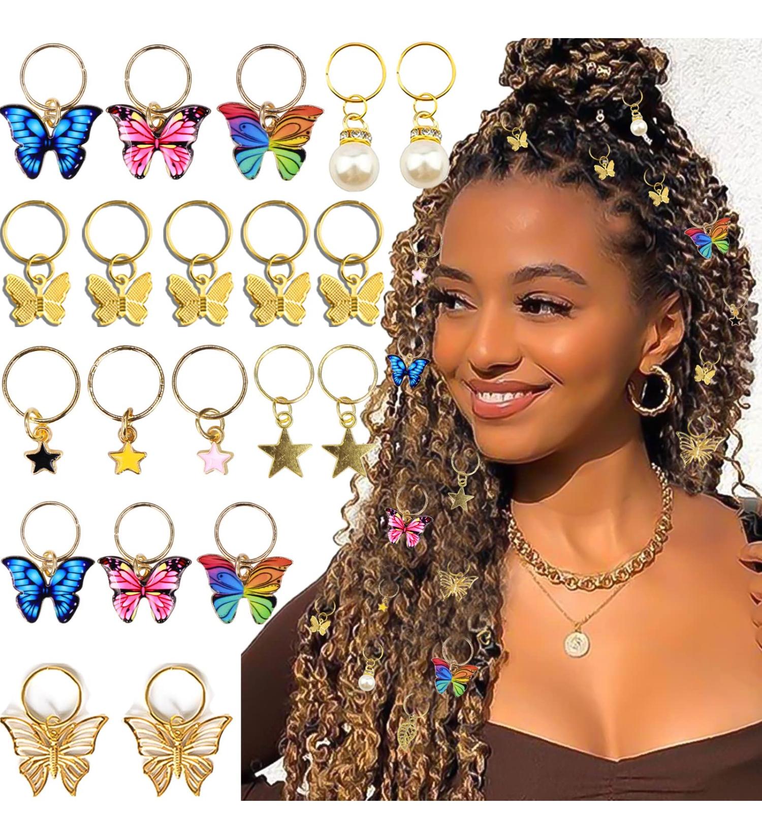 NAISKA 20Pcs Gold Butterfly Braid Clips - Crystal Dreadlock Hair Accessories for Women and Teen Girls - Buy Online on GoSupps.com