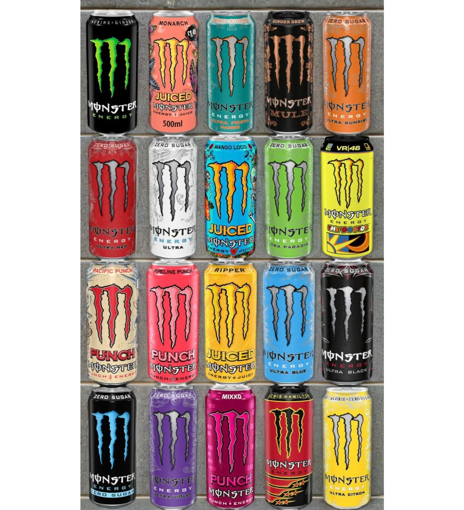 Monster Energy Drink Customised Pack | Choose Your Favourite Flavour of Moster Drink | Custom Case of 12x500ml Pack | Choose From Various Falvours | Receive 6 Pack of Each Choice of Flavour