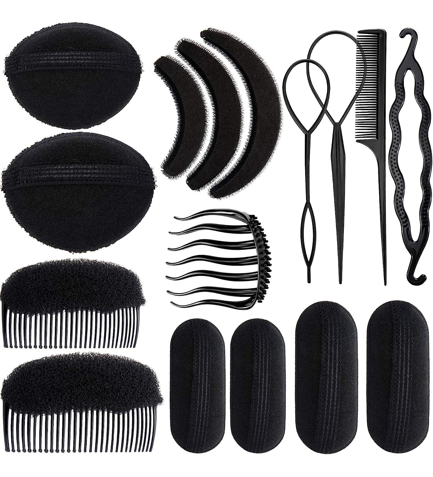 16 Pieces Hair Sponge Bump Up Volume Inserts Tool Simple Hair Braid Tools Hair Bases Hair Bump Up Combs Clips Hair Styling Tools Sponge Hair Accessories for Girls Women Hair Styling - Buy Online on GoSupps.com