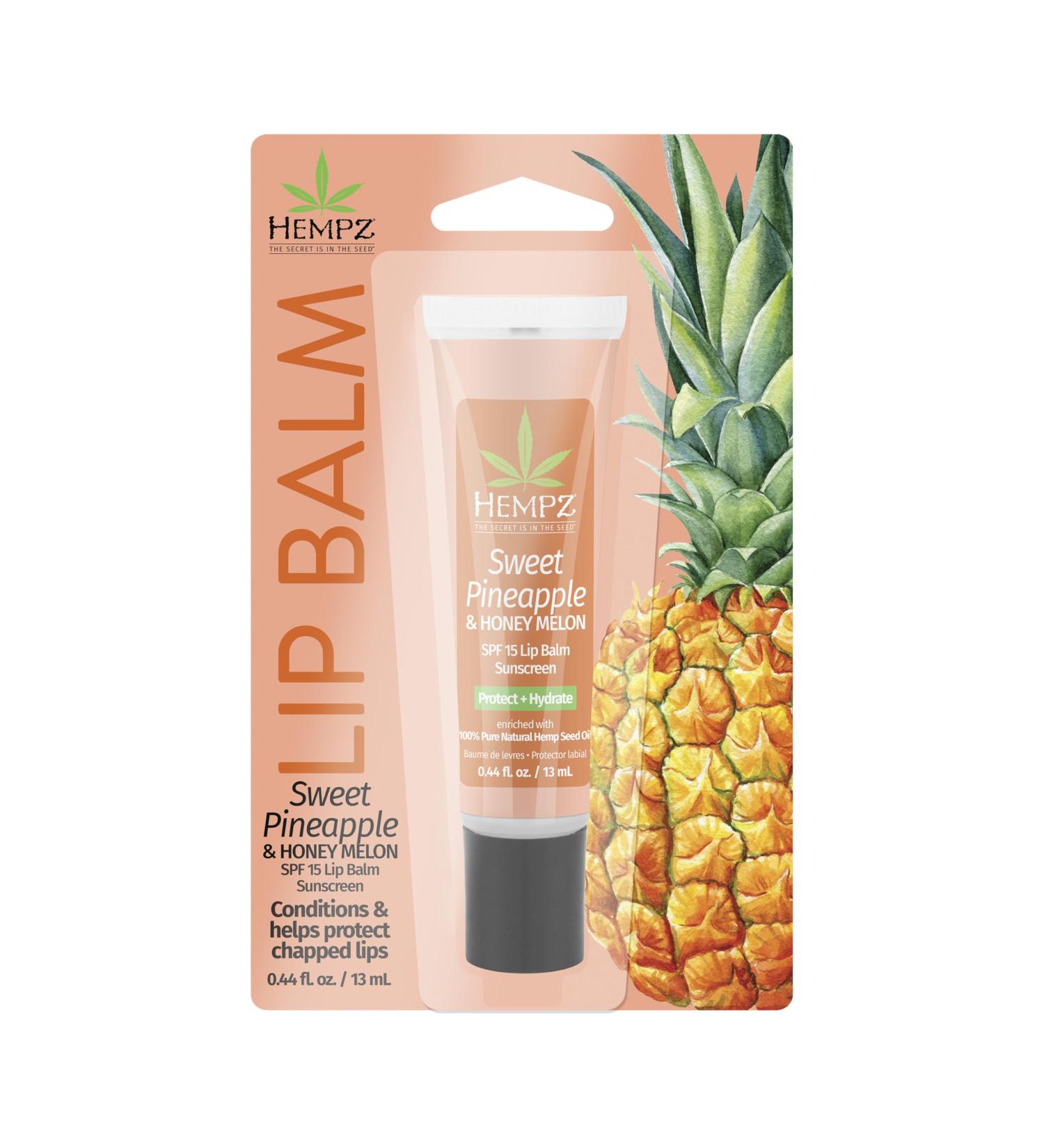 Buy Hempz SPF 15 Lip Balm - Sweet Pineapple & Honey Melon Herbal Soothing Lip Care for Men & Women - Nourishing Lip Balm - International Shipping Available - Buy Online on GoSupps.com