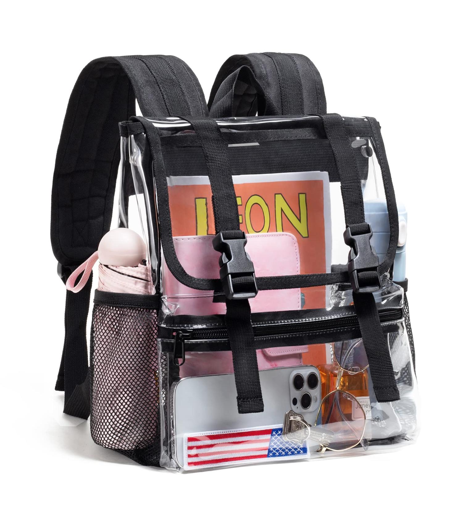 Vorspack Clear Mini Stadium Approved Backpack with Water Holders - Black - Buy Online on GoSupps.com