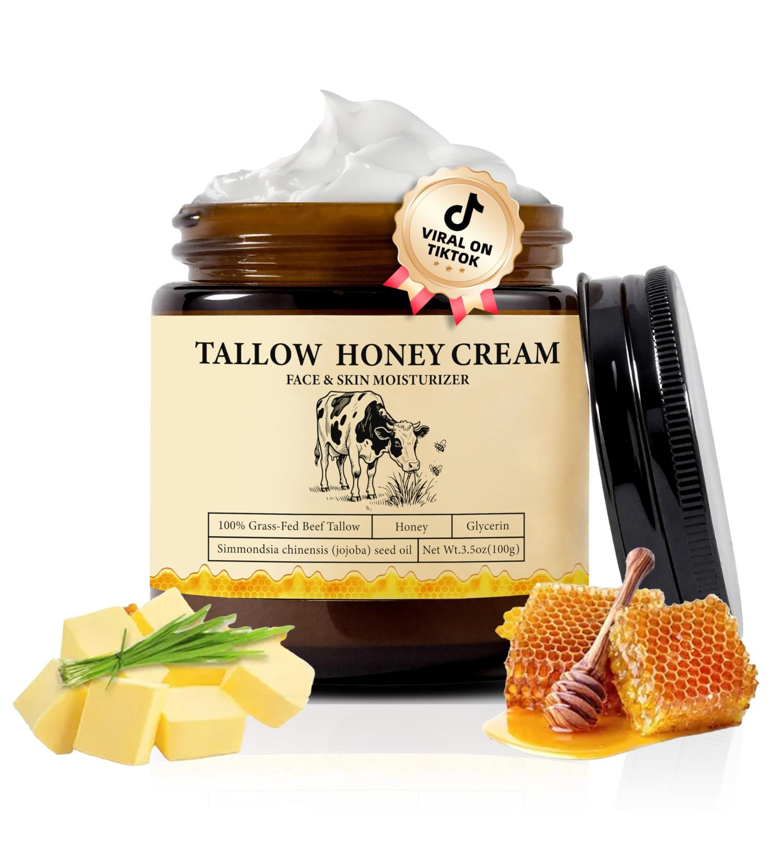 2Bmagic Beef Tallow Honey For Skin Balm - Crema Cebo De Res Original For Body & Face Moisturizer, Vintage Traditions Tallow Cream Organic Grass Fed Beef Tallow & Raw Honey - Buy Online on GoSupps.com