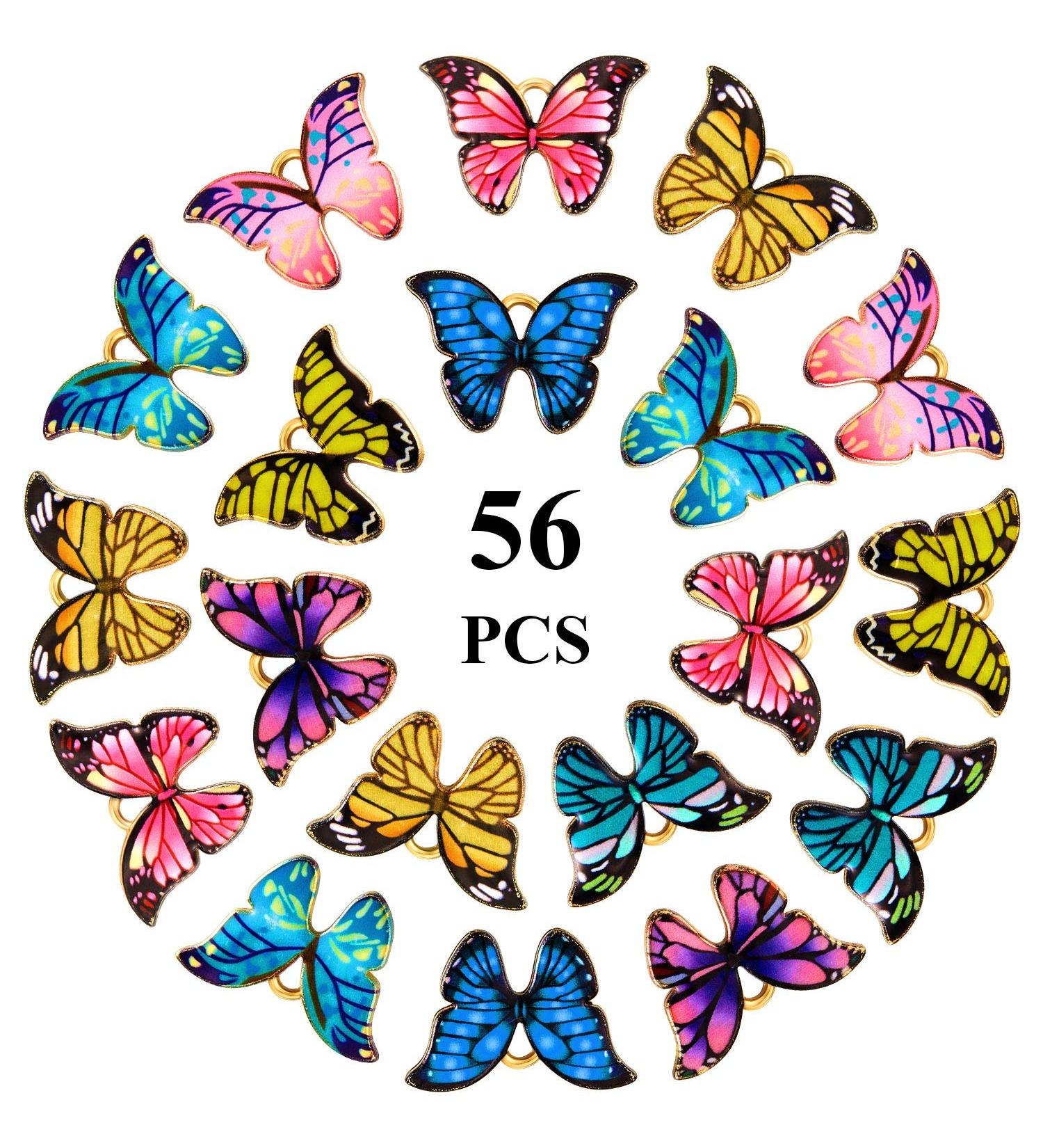 Hicarer 56pc Butterfly Charms - Enamel Pendants for DIY Jewelry Making - Buy Online on GoSupps.com
