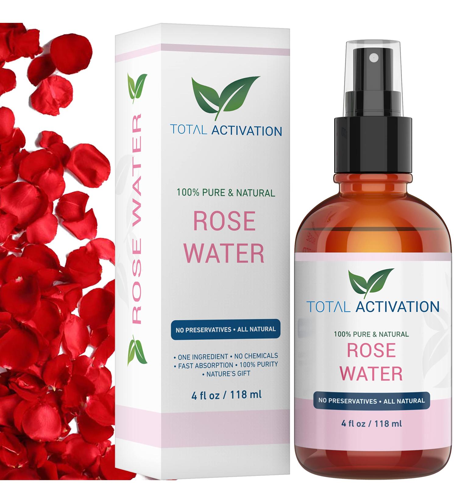 Large 4 oz Pure Organic Moroccan Rose Water Spray - Alcohol-Free Toner for Skin, Body, and Hair - Hydrating Mist for Dry, Oily, Combination Skin - Buy Online on GoSupps.com