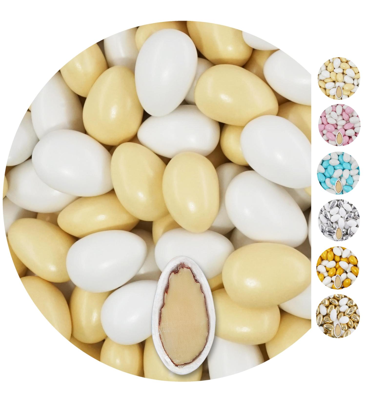 1kg Wedding Almond Conchiglia Mix | White Cream Pearl Sugar Almonds for Baptism & Guest Gifts - Buy Online on GoSupps.com