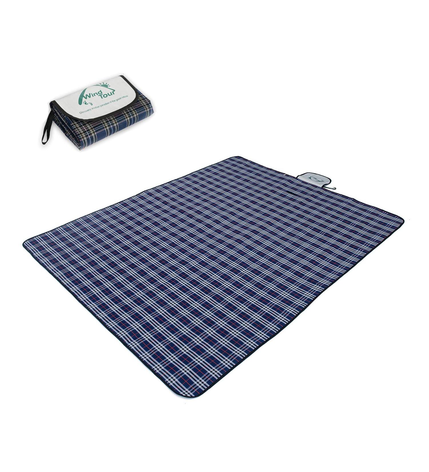 Wind Tour Family Outdoor Waterproof Durable Picnic Blankets with Carry Strap Foldable 5070.9 inch Sandproof Beach Mat for Kids Playground Camping Park Hiking Grass Travelling (1  Navy Blue) 1 Navy Blue - Buy Online on GoSupps.com
