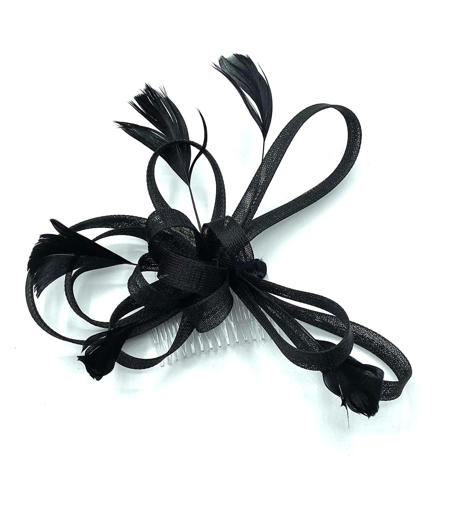 Ladies Black Feather Beaded Beak Clip Fascinator for Weddings, Races, and Royal Ascot - Buy Online on GoSupps.com