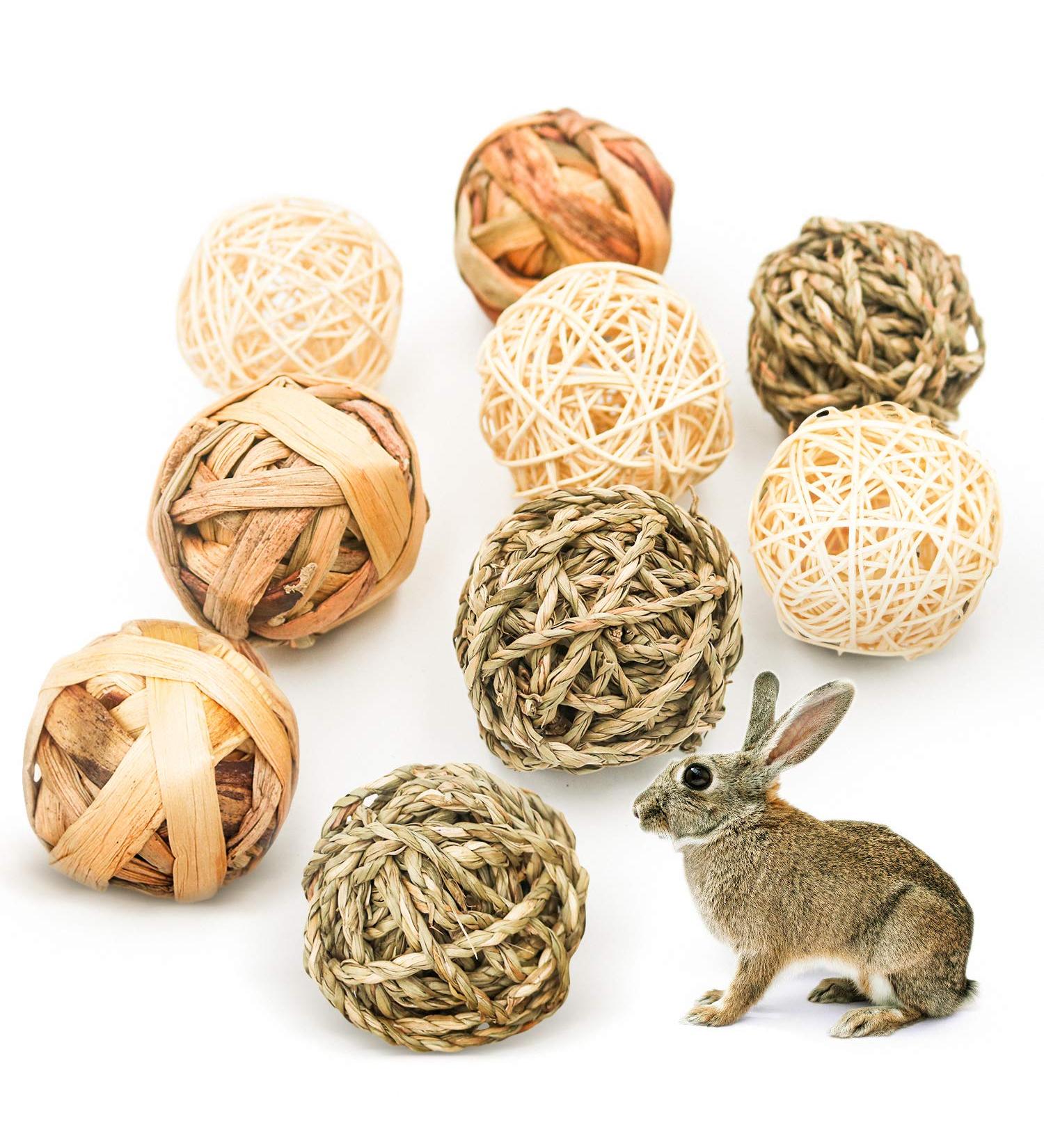 9-Piece Chewing Case Set for Small Animals - Natural Grass Toys for Rabbits Guinea Pigs & Chinchillas - Buy Online on GoSupps.com