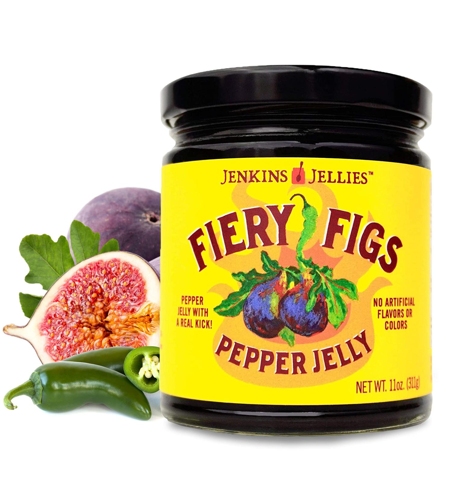 Jenkins Jellies Fiery Figs Hot Pepper Jelly - Sweet & Spicy Jalapeo Jelly | Gluten Free Vegan Pepper Jam - 11oz - Buy Online on GoSupps.com