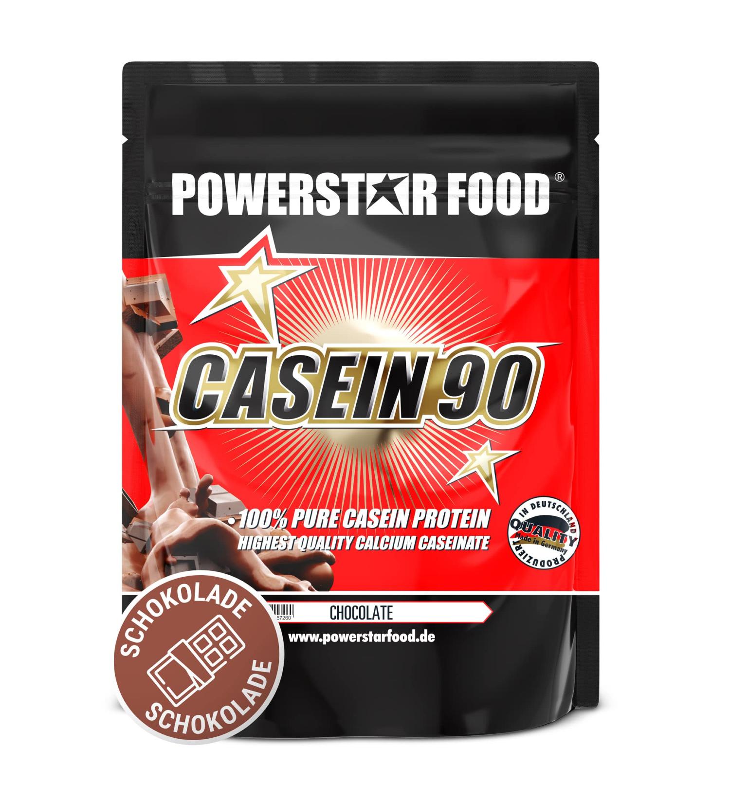Powerstar Casein 90 - Premium Calcium Caseinate Protein Powder (1000g) | 88.3% Protein for Muscle Building | Ideal Nighttime & Diet Protein | Chocolate Flavor - Buy Online on GoSupps.com
