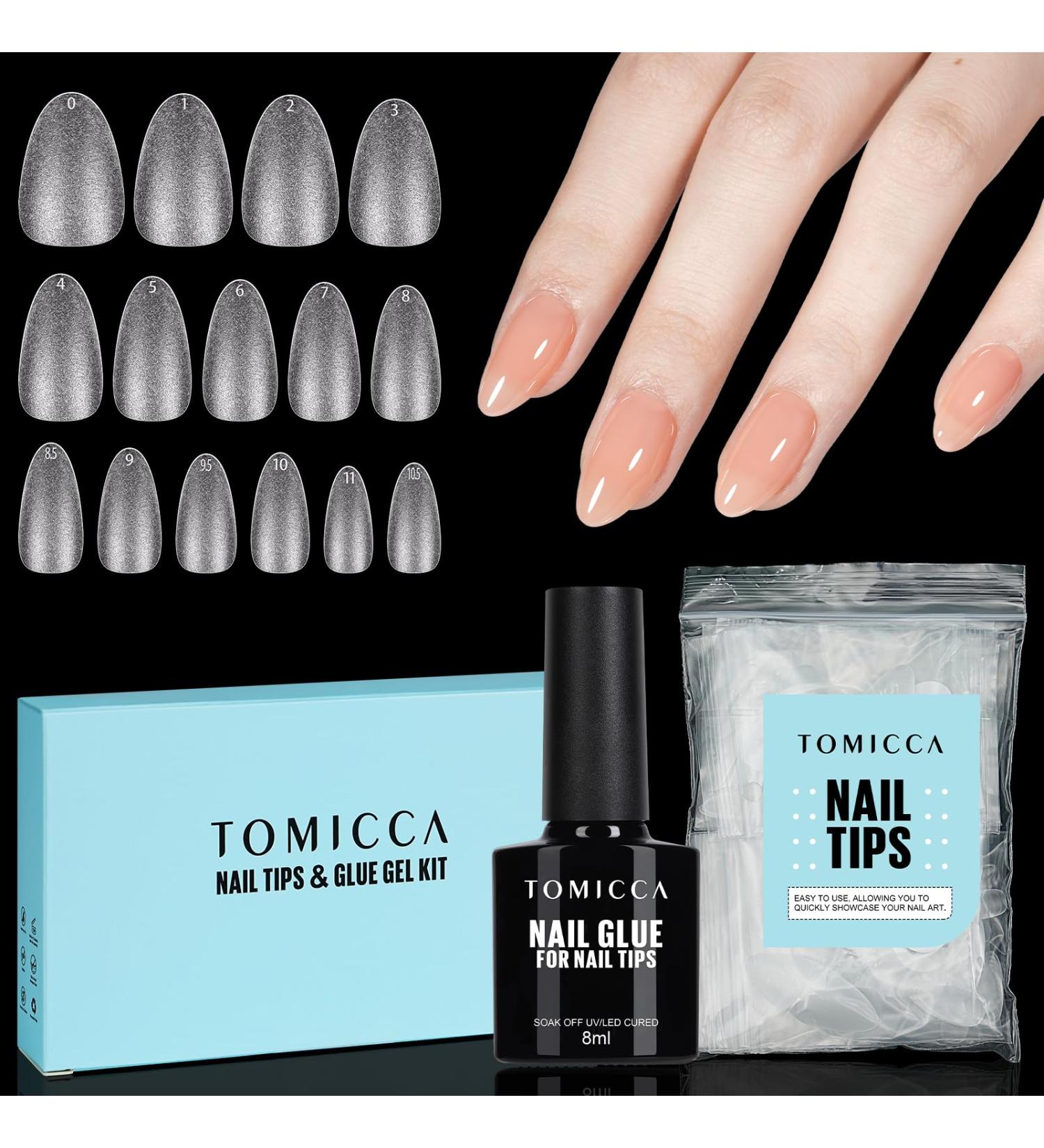 TOMICCA Nail Extension Kit - 4 In 1 Nail Glue and Base Gel with 150Pcs Short Almond Nails - Easy DIY Nail Art Acrylic Kit for Women and Girls - Buy Online on GoSupps.com