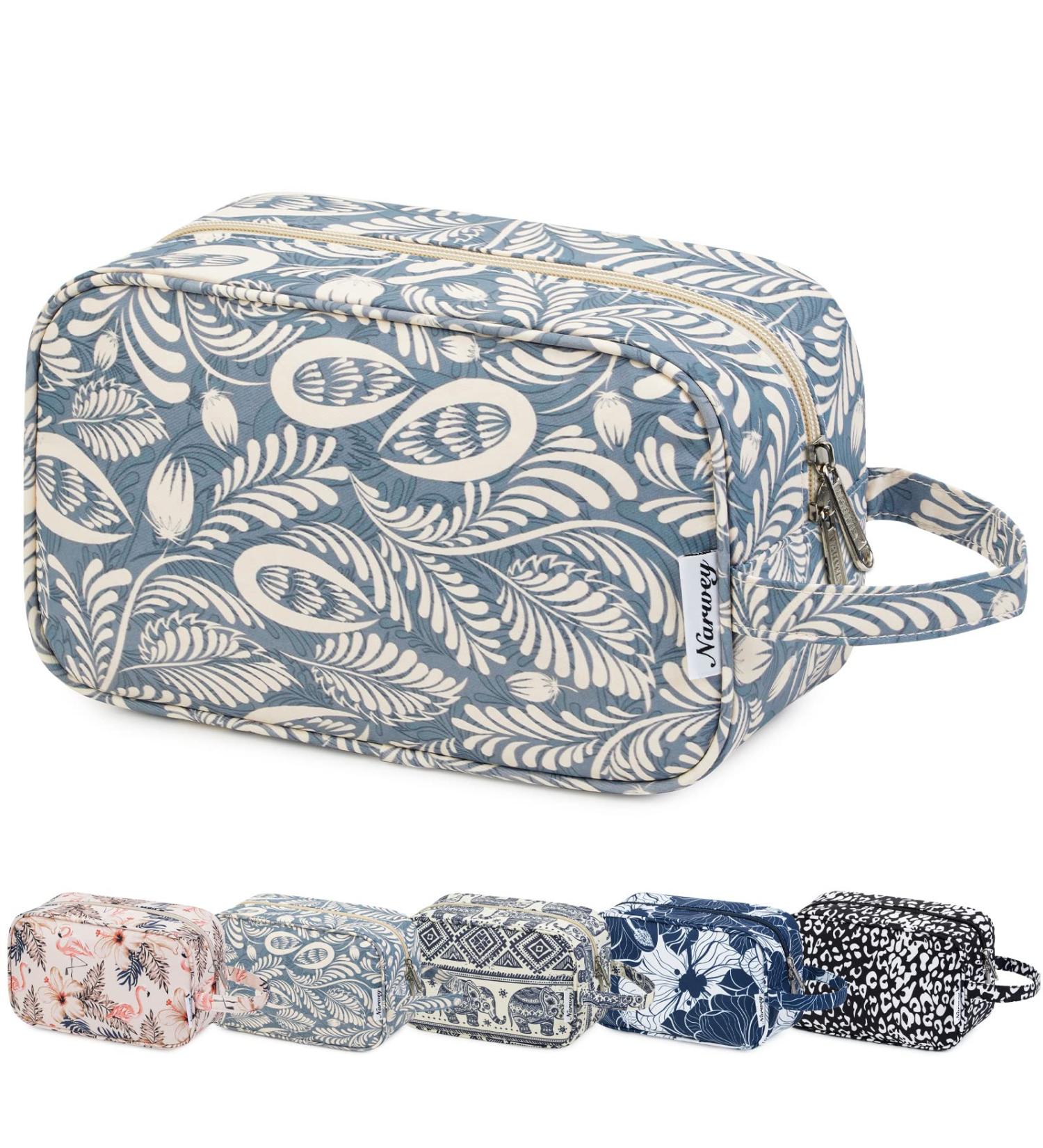 Blue Leaf Travel Toiletry Wash Bag for Women - Dopp Kit Makeup Organizer for Toiletries, Accessories & Cosmetics - Buy Online on GoSupps.com
