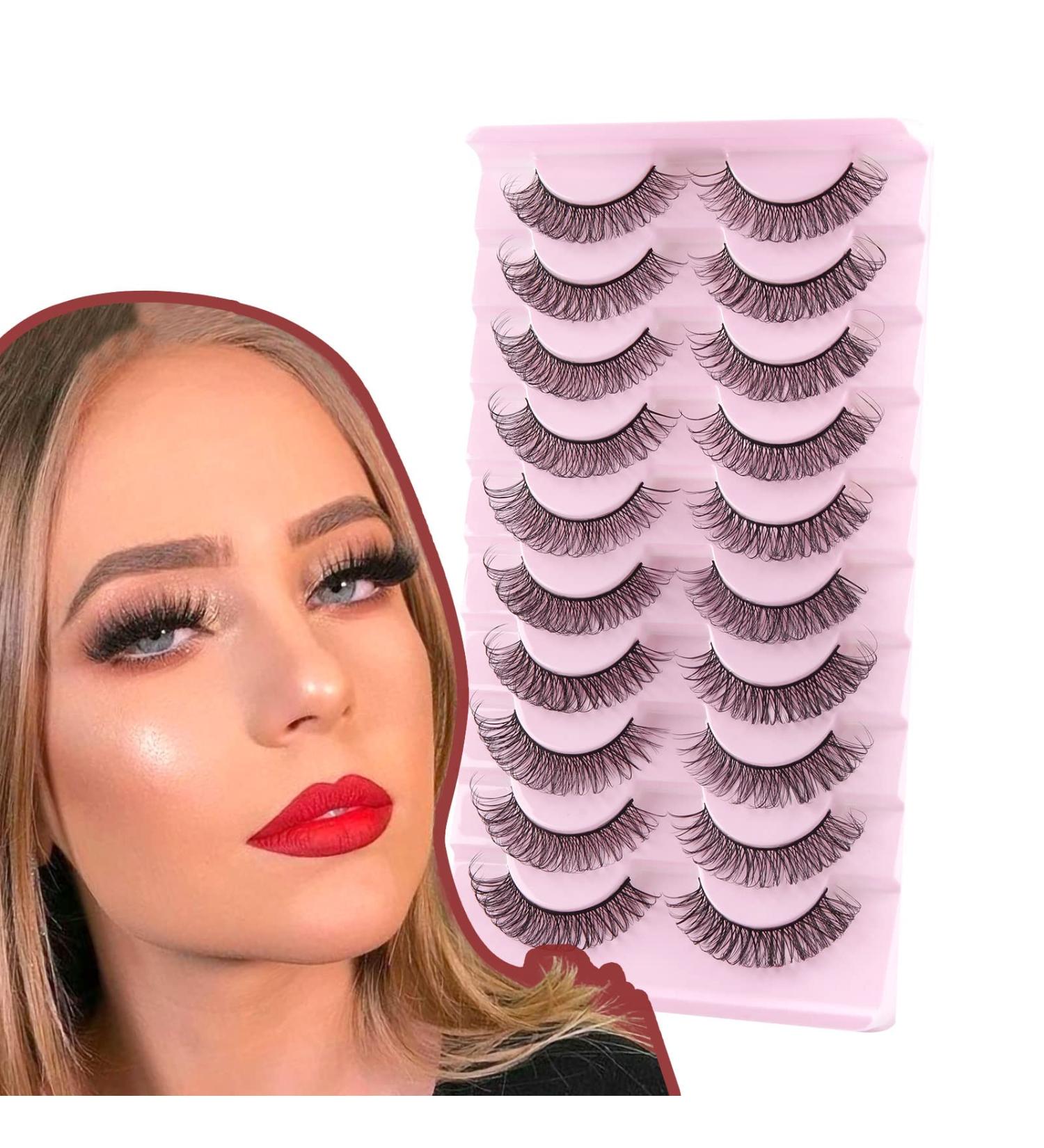 Aizuiwiy Russian Strip Lashes Natural Look Wispy False Eyelashes Russian Eyelashes Fake Eyelashes Russian Lashes Fluffy Wispy Lashes Hybrid Curl Strip Lashes Crossed Reusable 10 Pairs No Glue LY-SJ27-10S - Buy Online on GoSupps.com