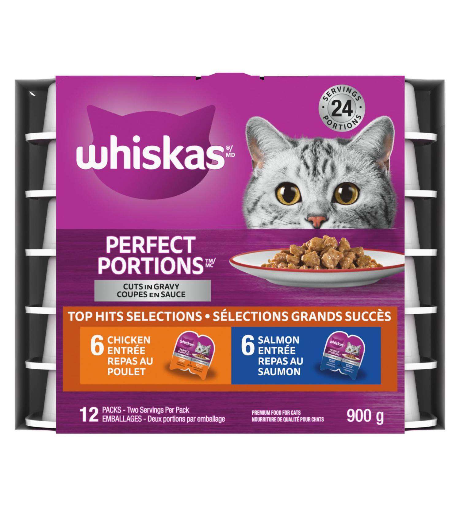 WHISKAS Perfect Portions Wet Cat Food Cuts in Gravy - Chicken & Salmon - 75g (12 Pack) Cuts in Gravy Chicken & Salmon 75 g (Pack of 12) - Buy Online on GoSupps.com