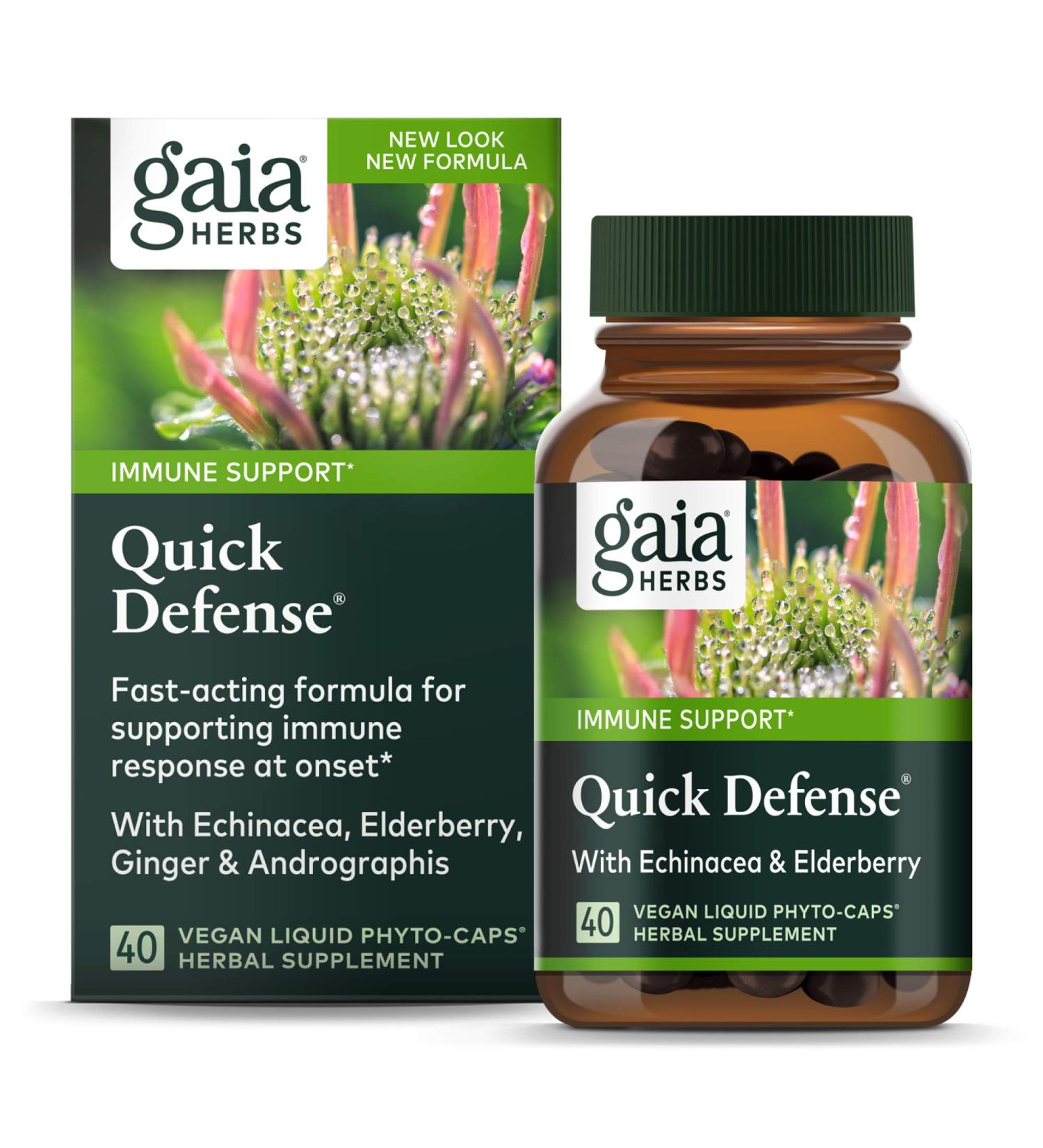Gaia Herbs Quick Defense | 40 Vegan Liquid Phyto-Caps for Immune Support - Buy Online on GoSupps.com