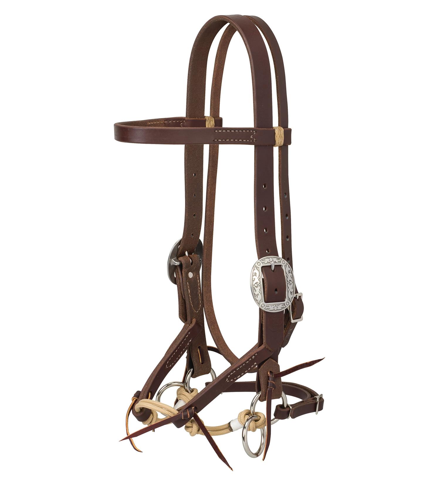 Justin Dunn Bitless Bridle Oiled Canyon Rose 1" Average