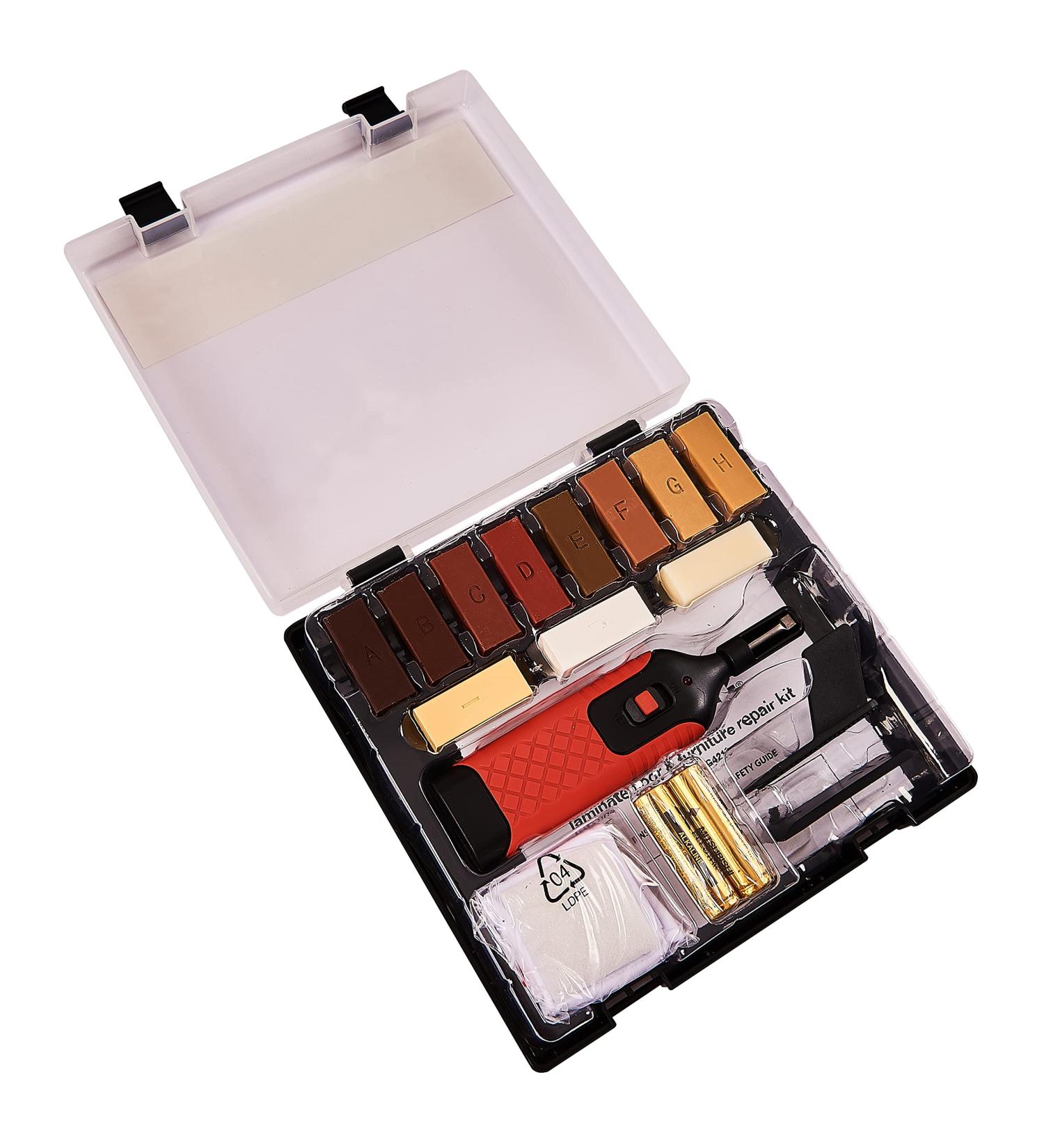 Amtech G4210 Laminate Floor & Furniture Repair Kit | 11 Colored Wax Blocks Melting Tool & Batteries | International Shipping - Buy Online on GoSupps.com