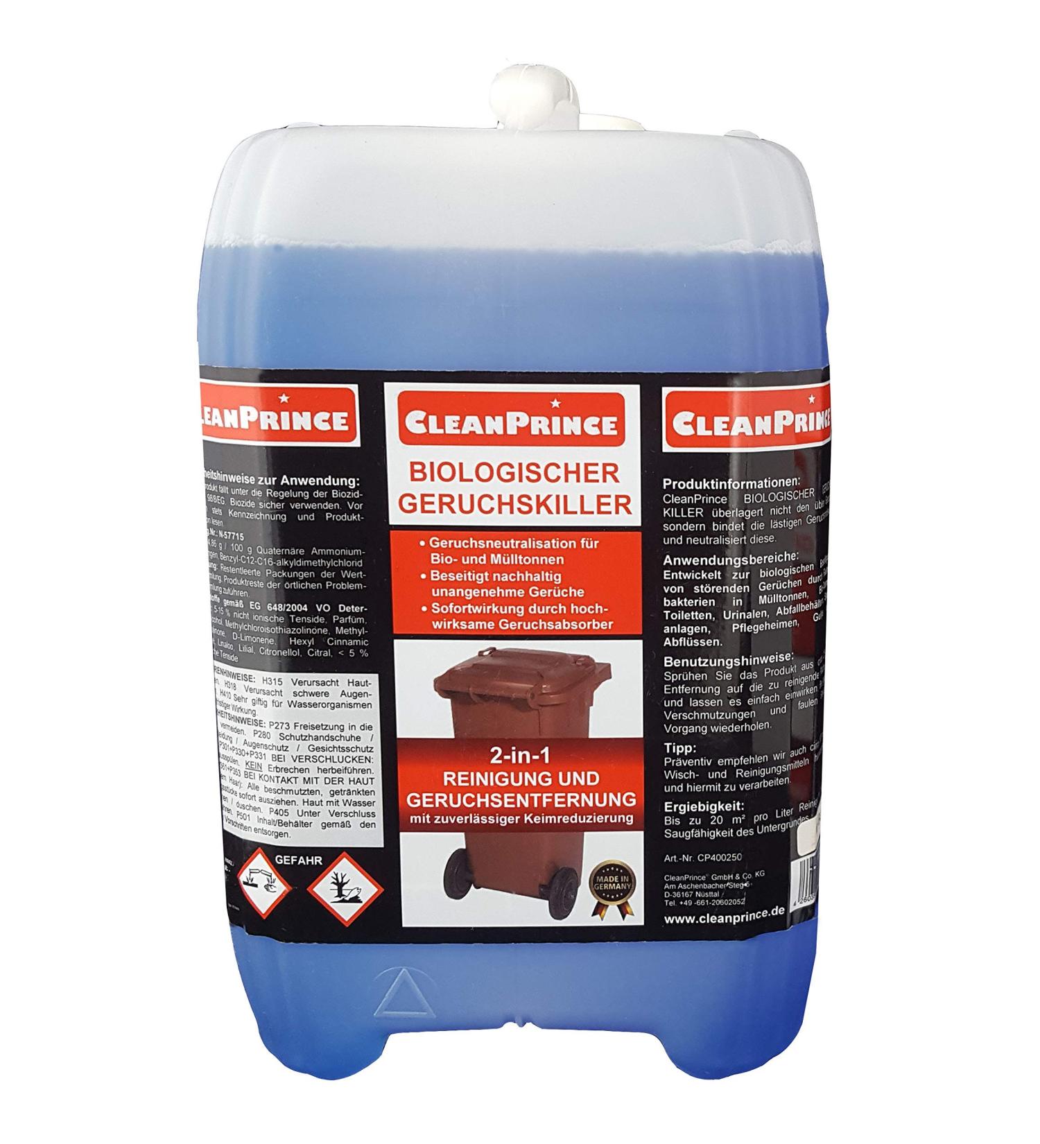 Cleanprince 5 Litre Organic Anti-Odour Deodoriser Cleaner Bioton Ton Bin Odour Absorbers Geruchsbeseitigung Bio-Waste Geruchsneutralisator Germ Neutralization Reduced - Buy Online on GoSupps.com