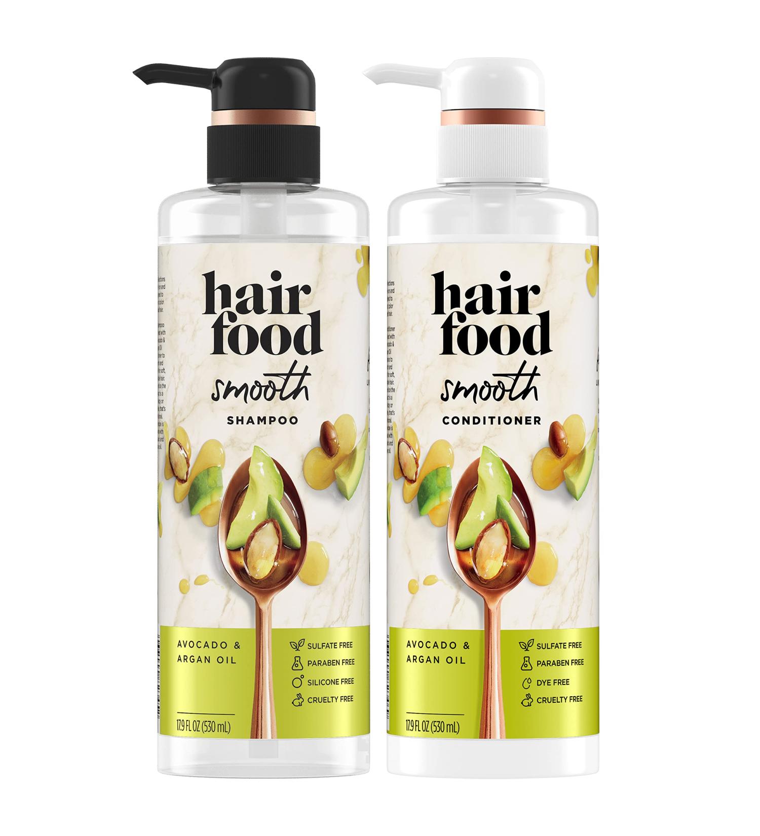 Hair Food Sulfate Free Shampoo & Conditioner Set with Argan Oil & Avocado - Natural Ingredients - 17.9 Fl Oz - Buy Online on GoSupps.com