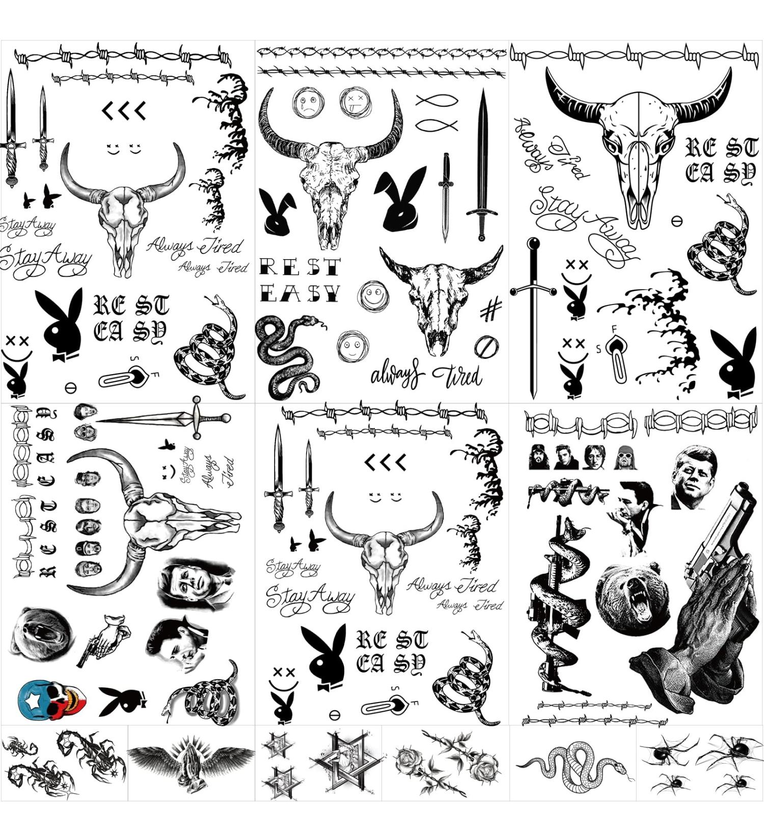 Zeecdatoo 12 Sheets Post Malone Face Tattoos - Ideal for Halloween, Cosplay, Costumes, and Parties - Buy Online on GoSupps.com