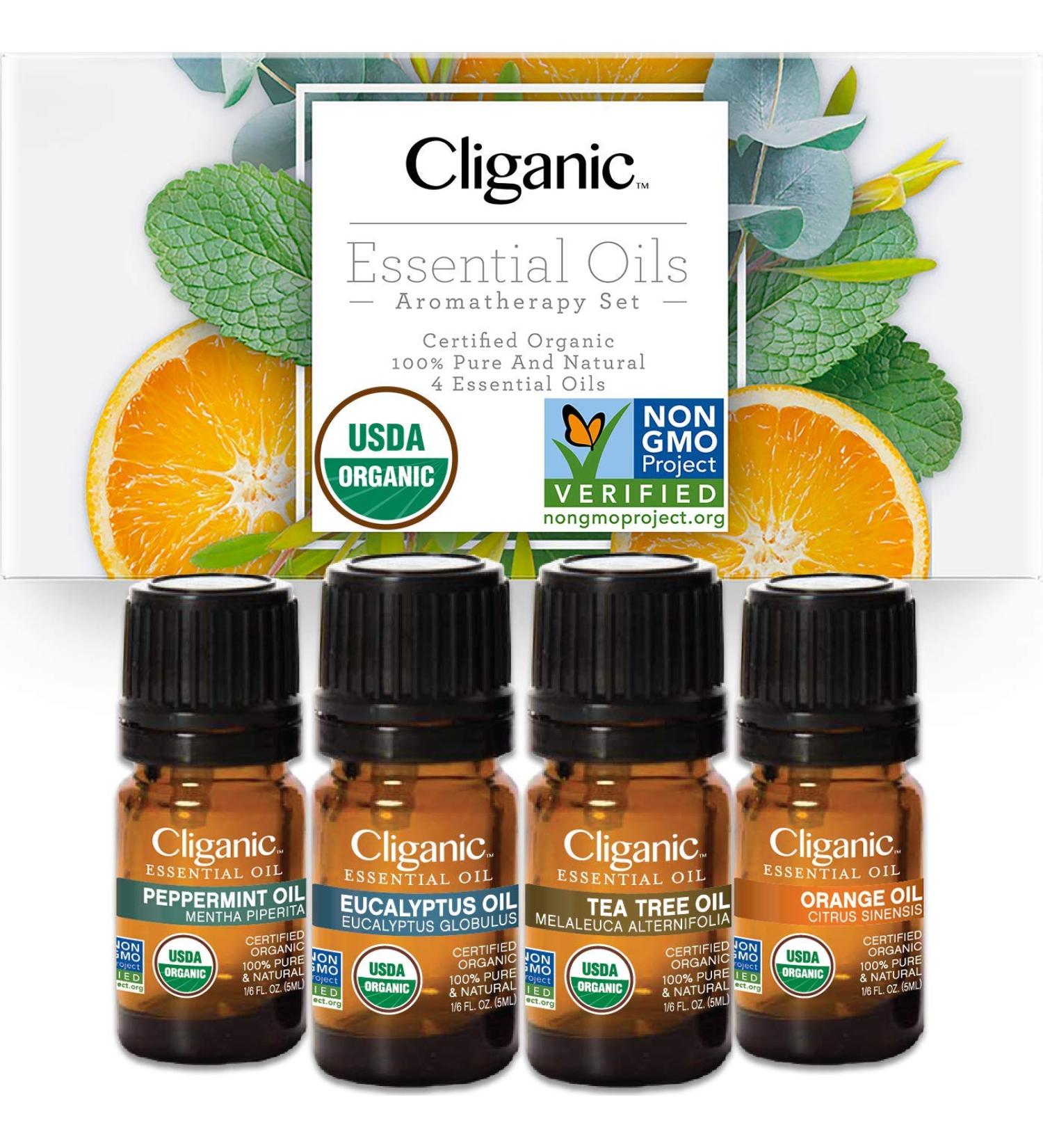 Cliganic Essential Oils Aromatherapy Set | 4-Piece Premium Aromatherapy Collection - Buy Online on GoSupps.com