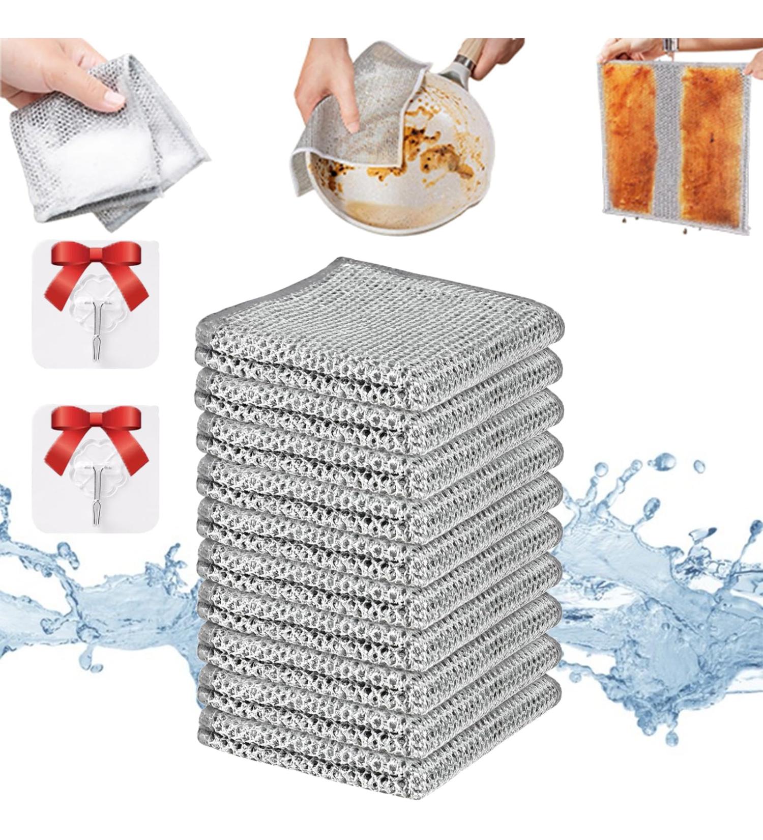 Double Stainless Steel Scrubber Multipurpose Wire Dishwashing Rags Non Scratch Wire Dish Cloth Multipurpose Wire Miracle Cleaning Cloths 2-in-1 Cast Iron Scrubber Ancienflow Scrubber (10PC) - Buy Online on GoSupps.com