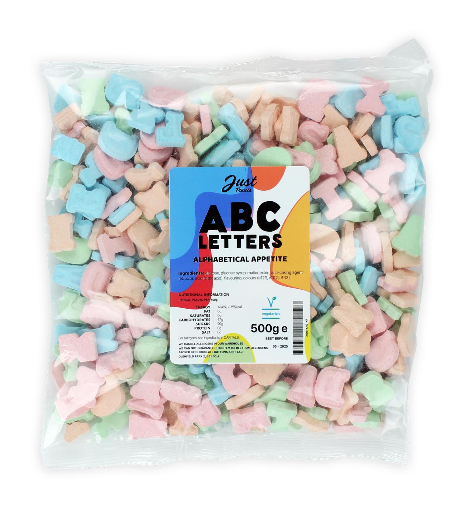 Just Treats ABC Letters (500g Share Bag) ABC Letters 500g Share Bag