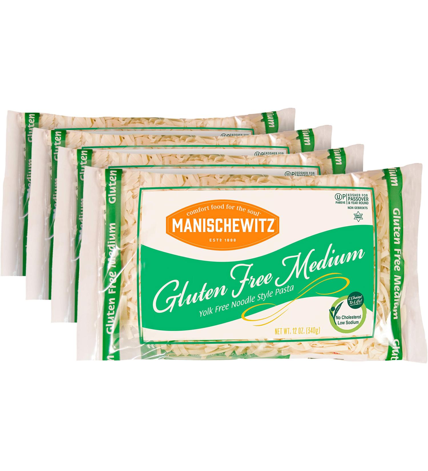 Manischewitz Noodle, Yolk Free, Medium, Passover, 12-Ounce (Pack of 4)