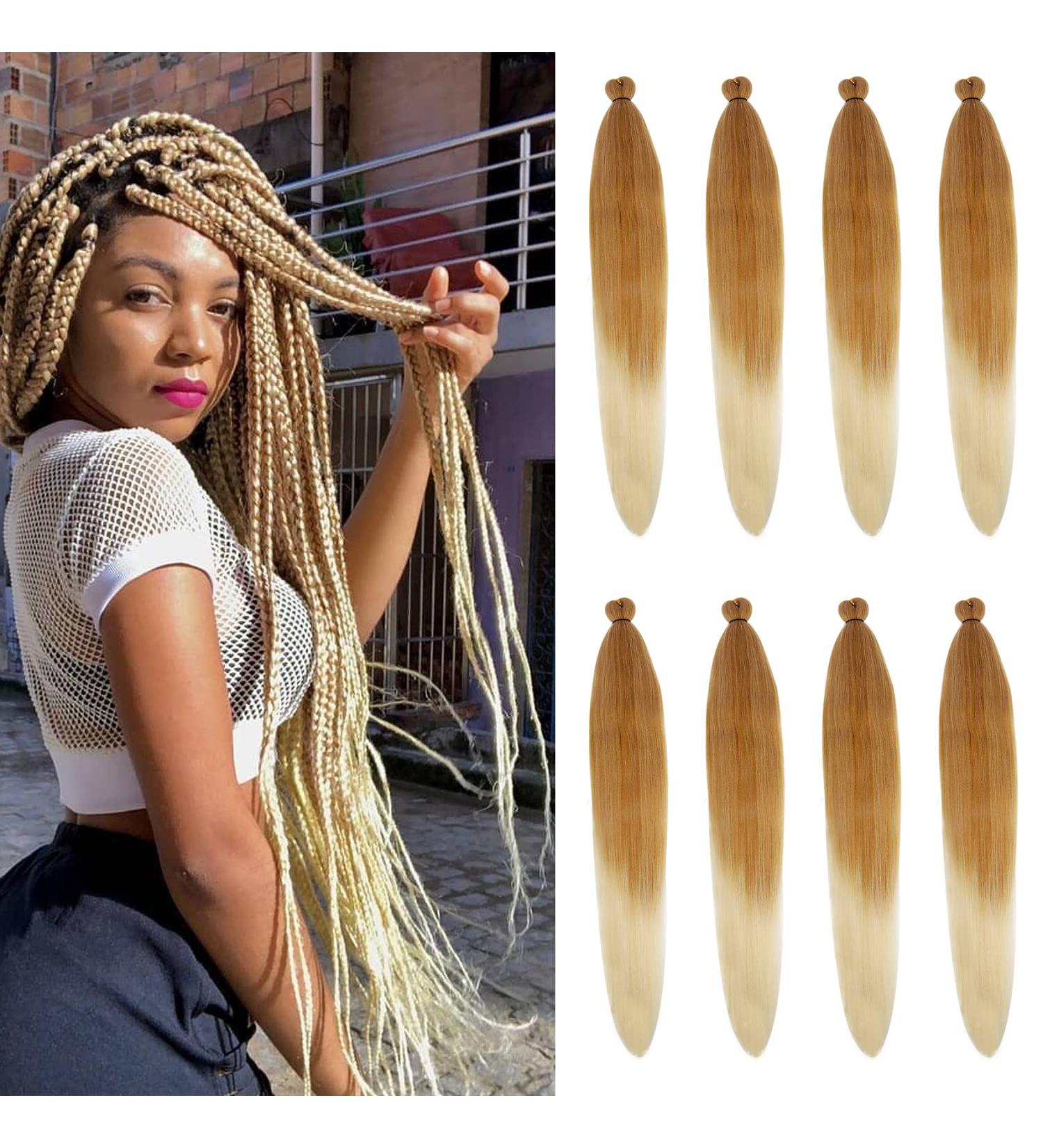 Pre Stretched Ombre Braiding Hair 30 8 Packs/Lot 27/613 Color | Yaki Texture | Hot Water Setting | Itch-Free Synthetic Extensions - Buy Online on GoSupps.com