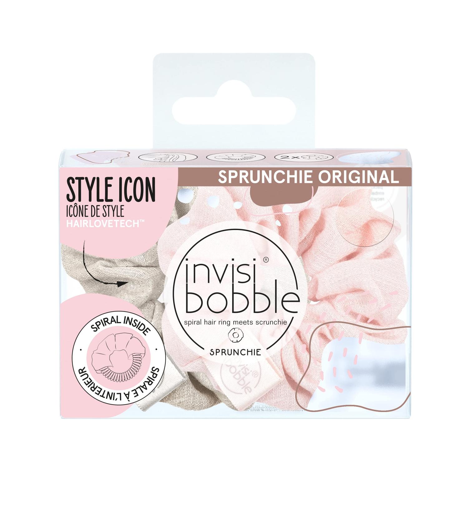 Invisibobble Sprunchie Go With Floe Duo Set | 2x Pastel Pink & Brown Hair Ties for Girls & Women | Hair-Friendly Strong Hold | Limited Nordic Breeze Collection - Buy Online on GoSupps.com