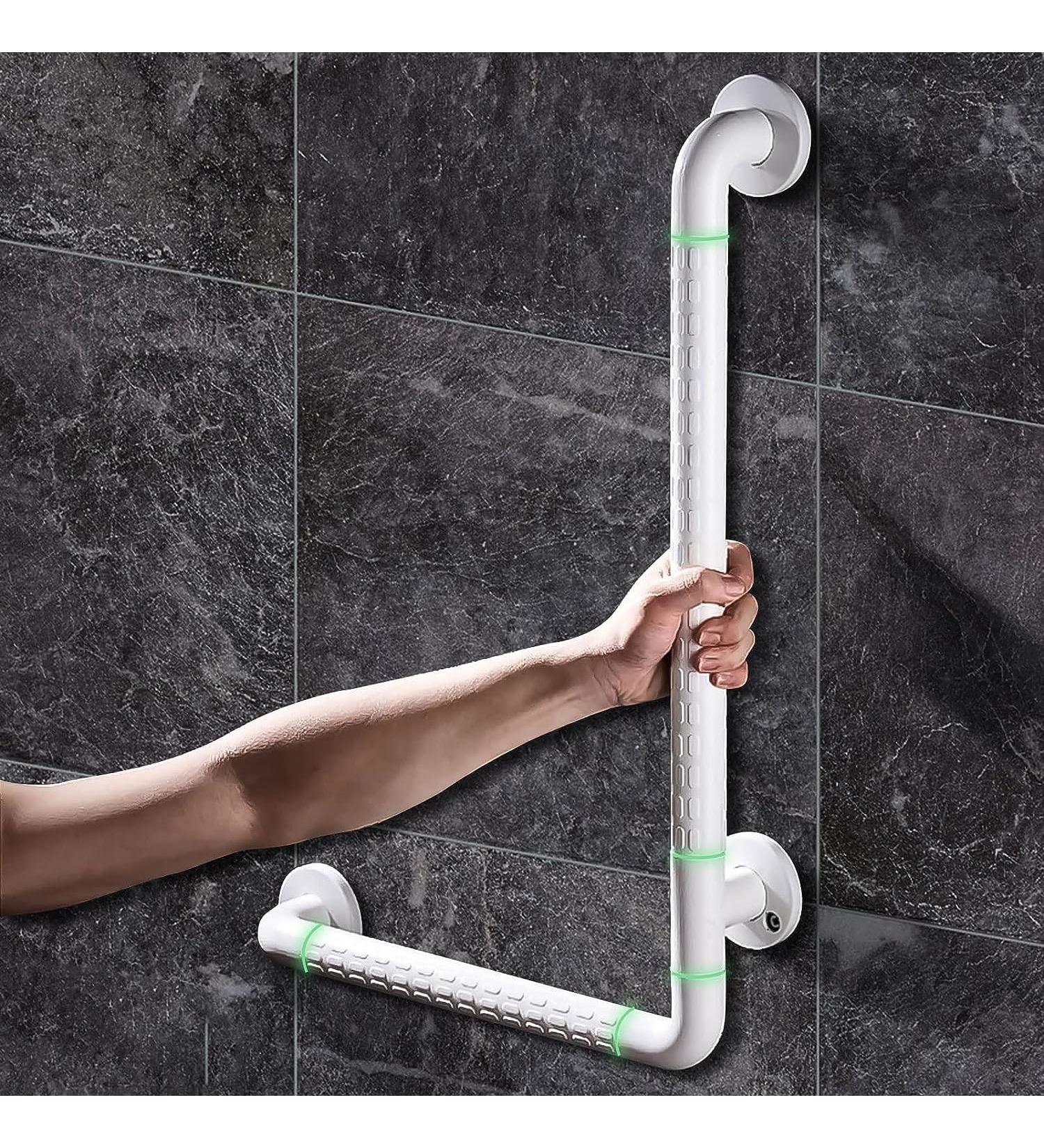 L-Shape Bathroom Grab Bar 60 X 40cm Wall Mounted Non-Slip Toilet Grab Rail Glow-in-The-Dark Toilet Safety Grab Handle for Disabled Elderl - Buy Online on GoSupps.com