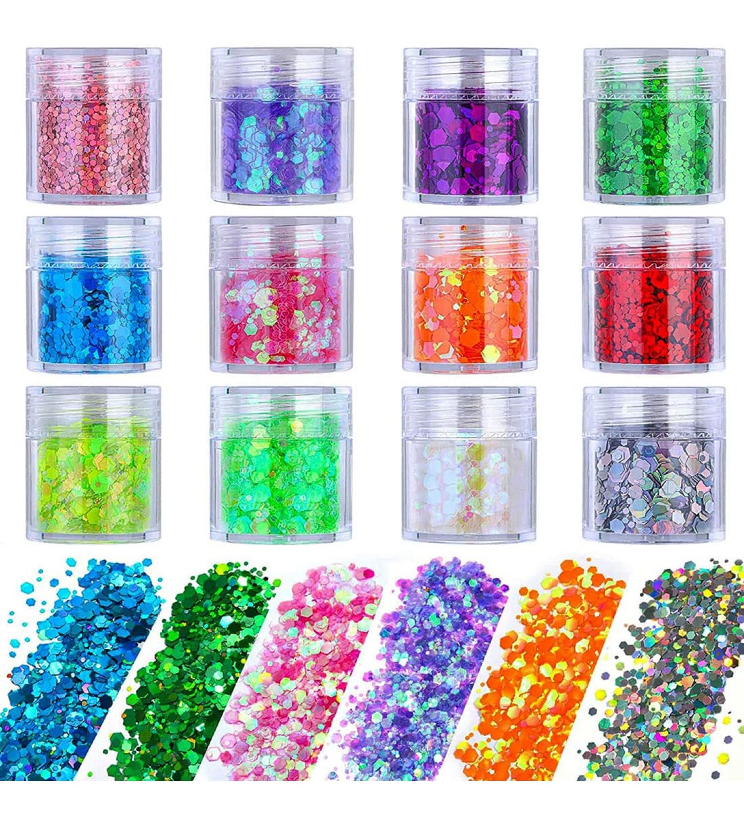 Buy BOSDONTEK 12 Boxes Glitter for Nail Face & Body - Makeup Art & Festival Decoration | International Shipping Available - Buy Online on GoSupps.com
