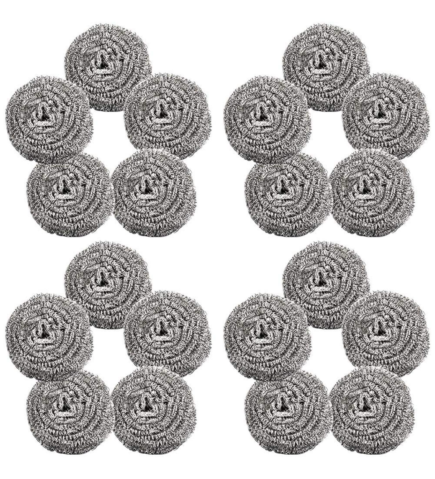 20-Piece Stainless Steel Pot Cleaner Set - High-Performance Spiral Scour Pads for Pans Grills & Stoves - Durable Silver Cleaning Solution - Buy Online on GoSupps.com