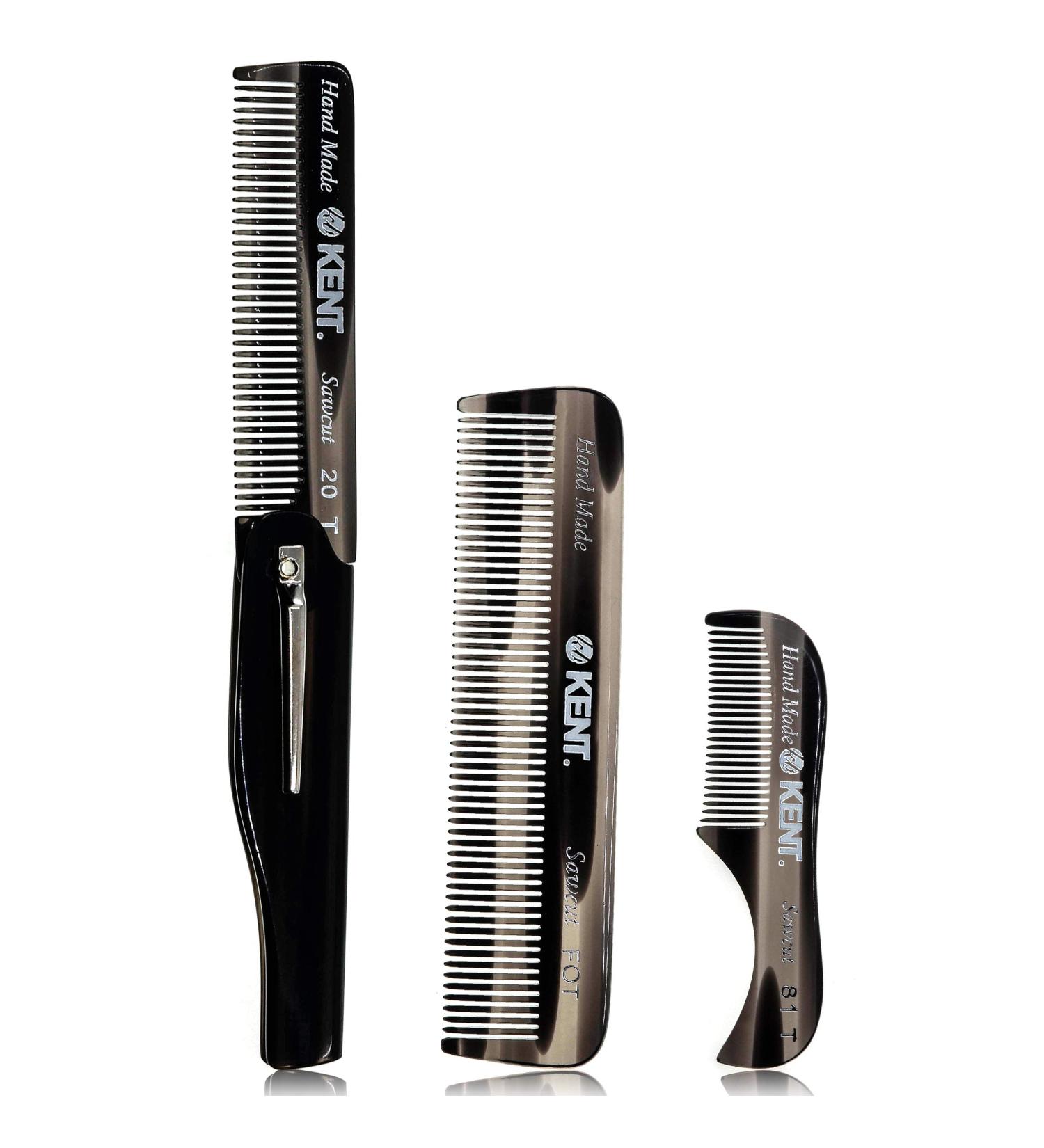 Kent Graphite Beard Combs Set - 3 Piece Beard Care Kit for Men, Travel and Home Use - Buy Online on GoSupps.com