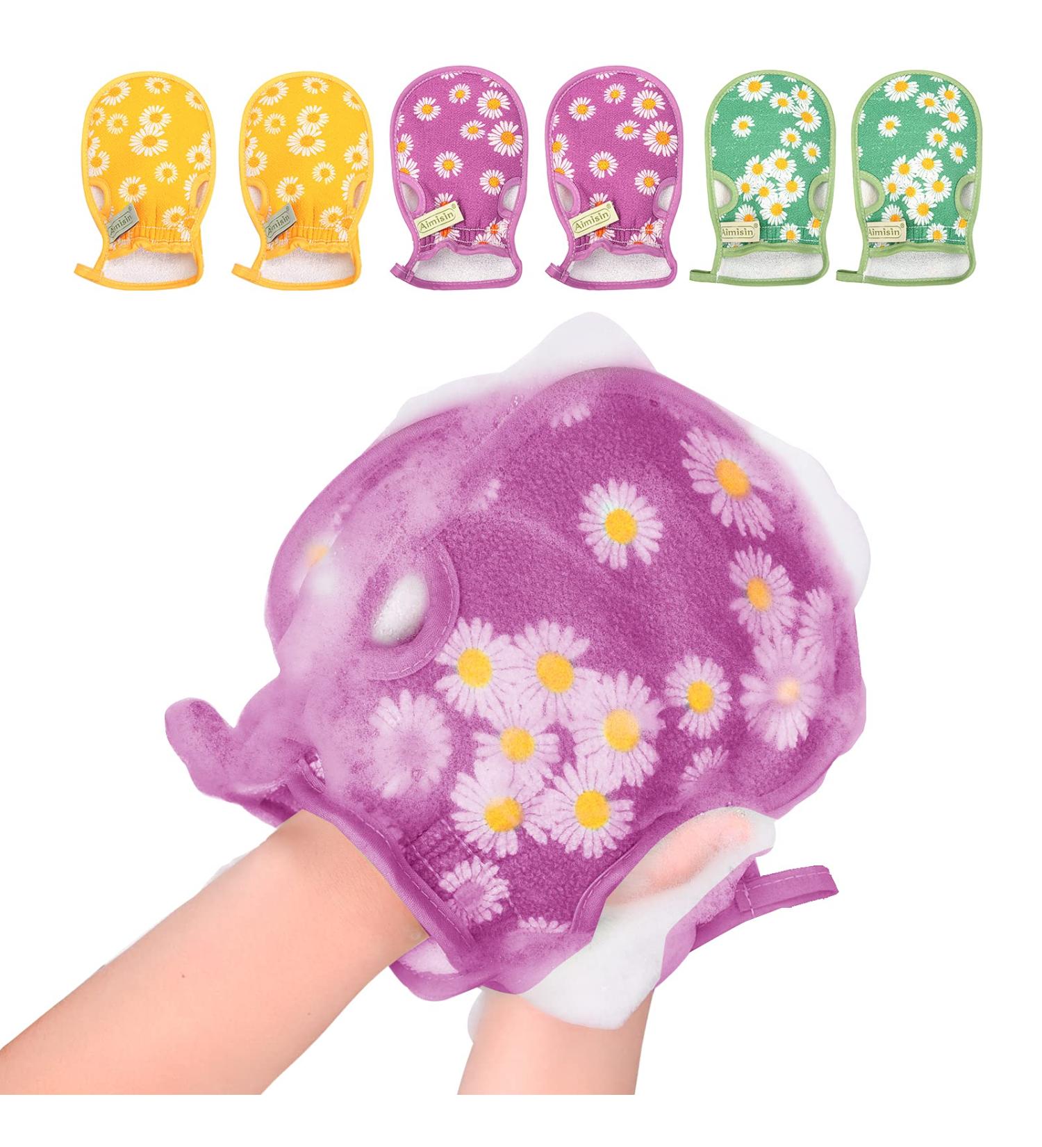Aimisin Double Sided Bath Mitt Body Scrubber Exfoliating Gloves 2PCS (Purple) | Men Women Spa Massage Dead Skin Cleansing - Buy Online on GoSupps.com
