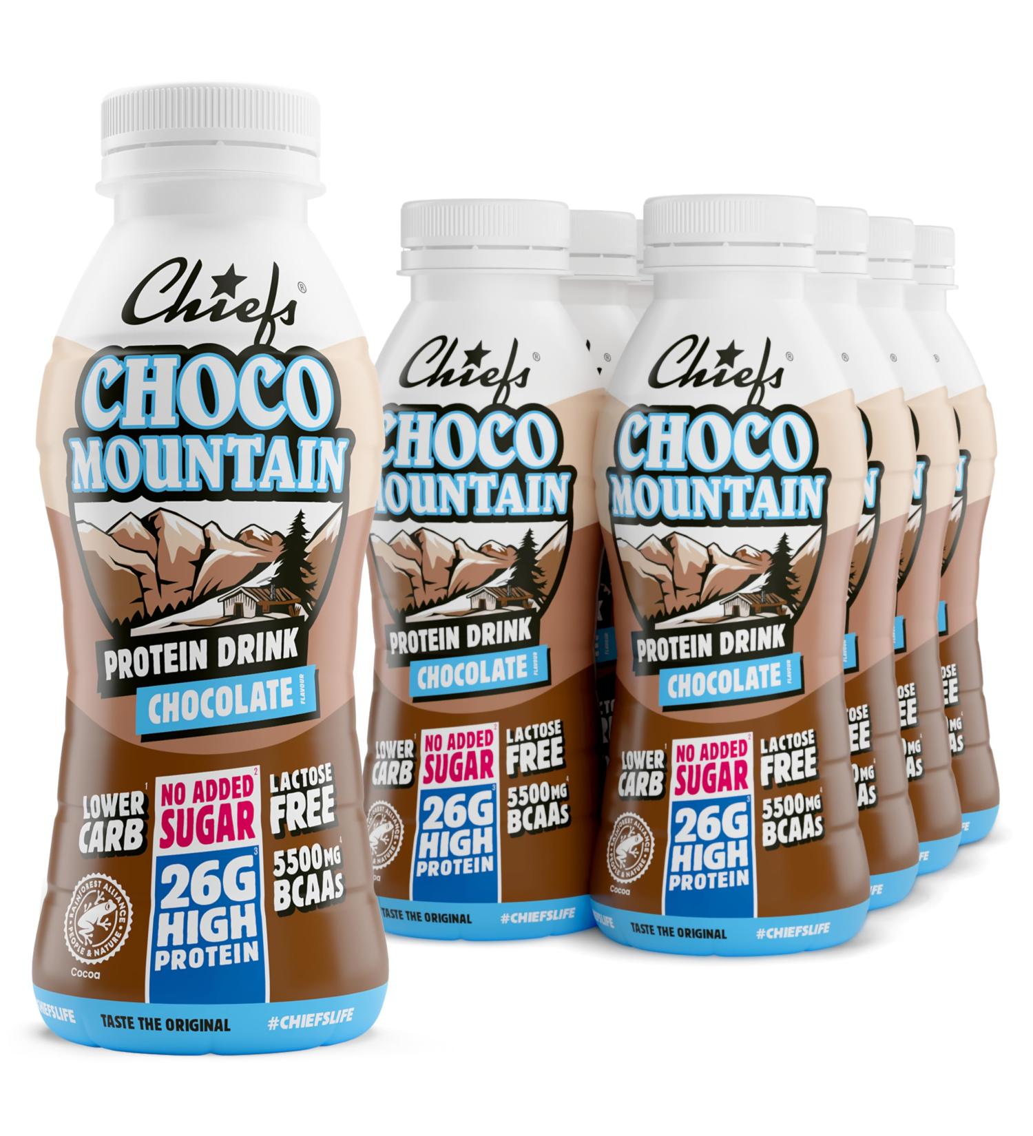 Chiefs Milk Protein Drink avec 26 g de prot ines et BCAA Shake riche en prot ines et faible en glucides sans lactose et sans sucres ajout s 8 x 330 ml (Choco Mountain) - Buy Online on GoSupps.com