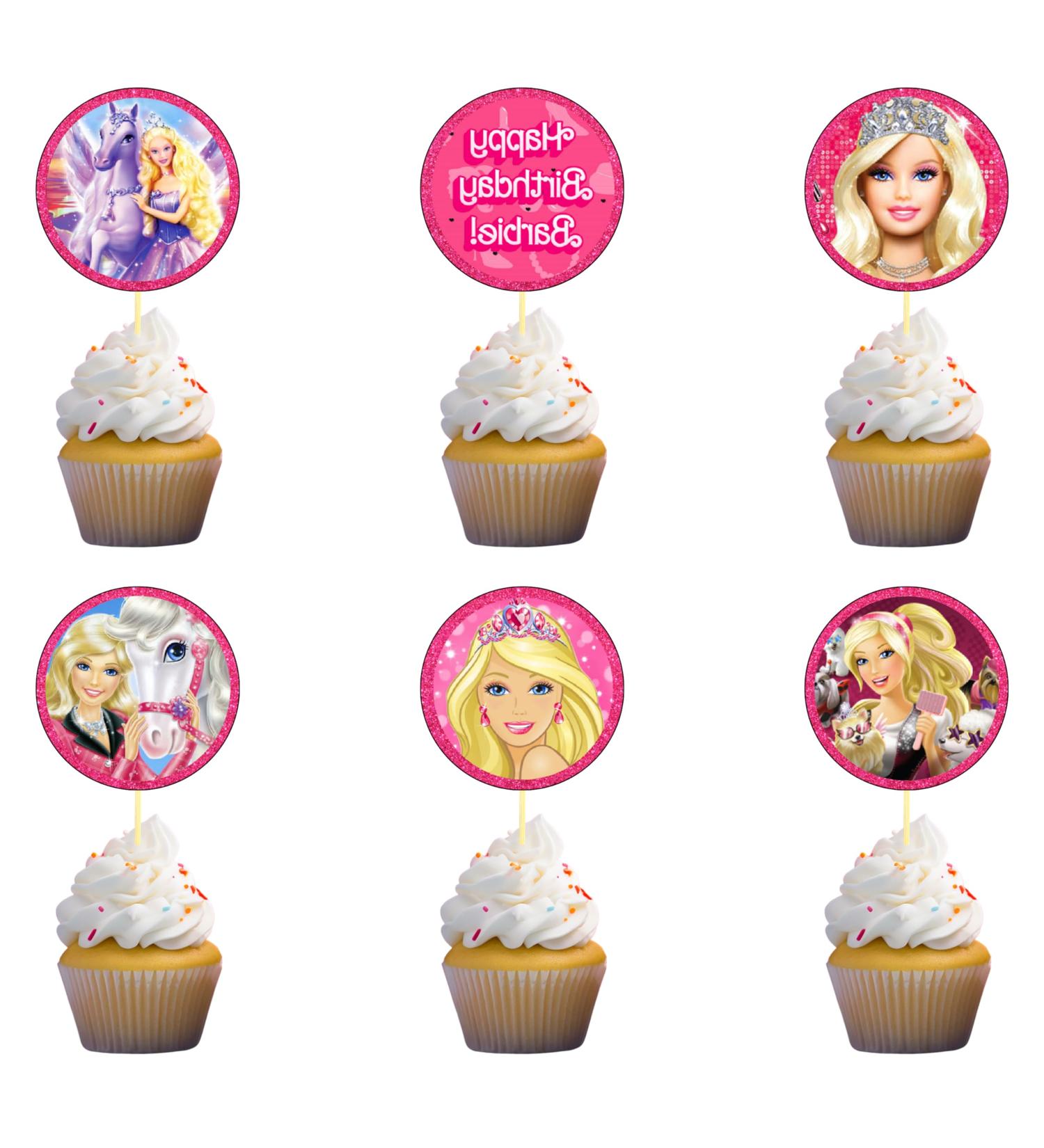 18x BarbiCupcake Toppers Strong Picks Happy Birthday D cor Cupcake Decorations for Kids Birthdays - Buy Online on GoSupps.com